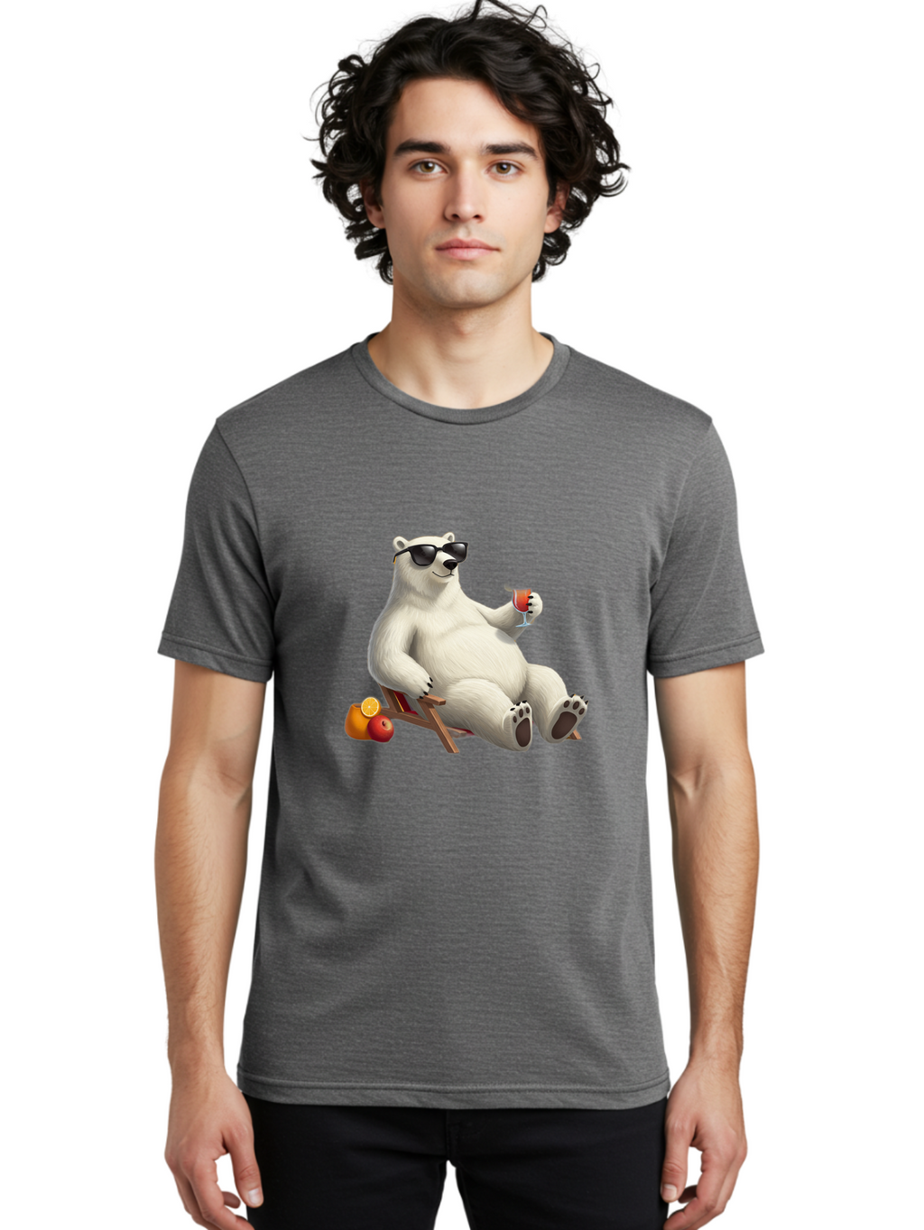 Polar-Bear-Relaxing Men'S Graphic Tee, 100% Cotton, Comfortable Casual Summer Wear, Machine Washable, Vintage Camera, Old Camera, Antique Camera, Black Camera, Classic Photography, Photography Equipment, Nostalgic Device, Film Camera, Baf409