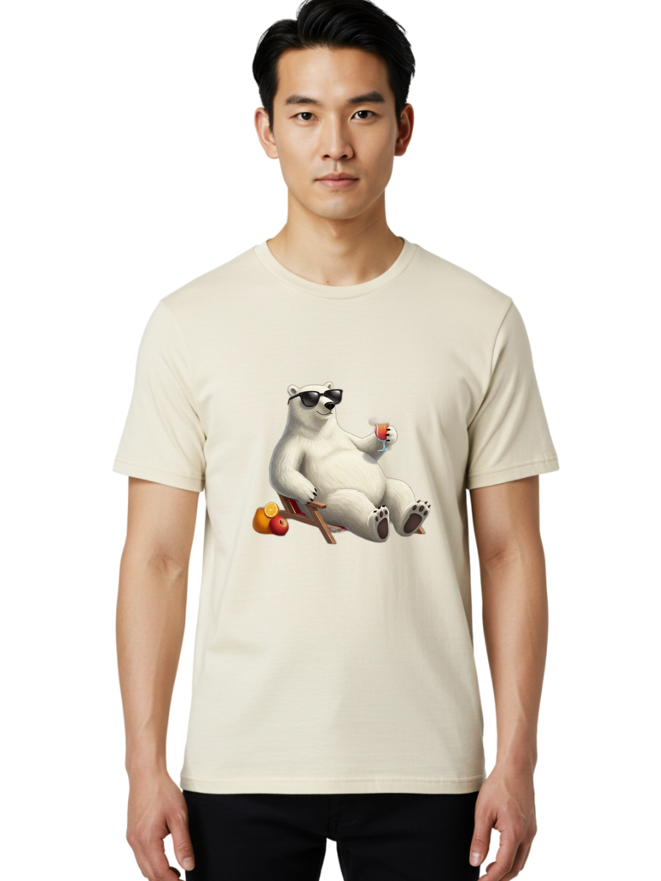 Polar-Bear-Relaxing Men'S Graphic Tee, 100% Cotton, Comfortable Casual Summer Wear, Machine Washable, Vintage Camera, Old Camera, Antique Camera, Black Camera, Classic Photography, Photography Equipment, Nostalgic Device, Film Camera, Baf409