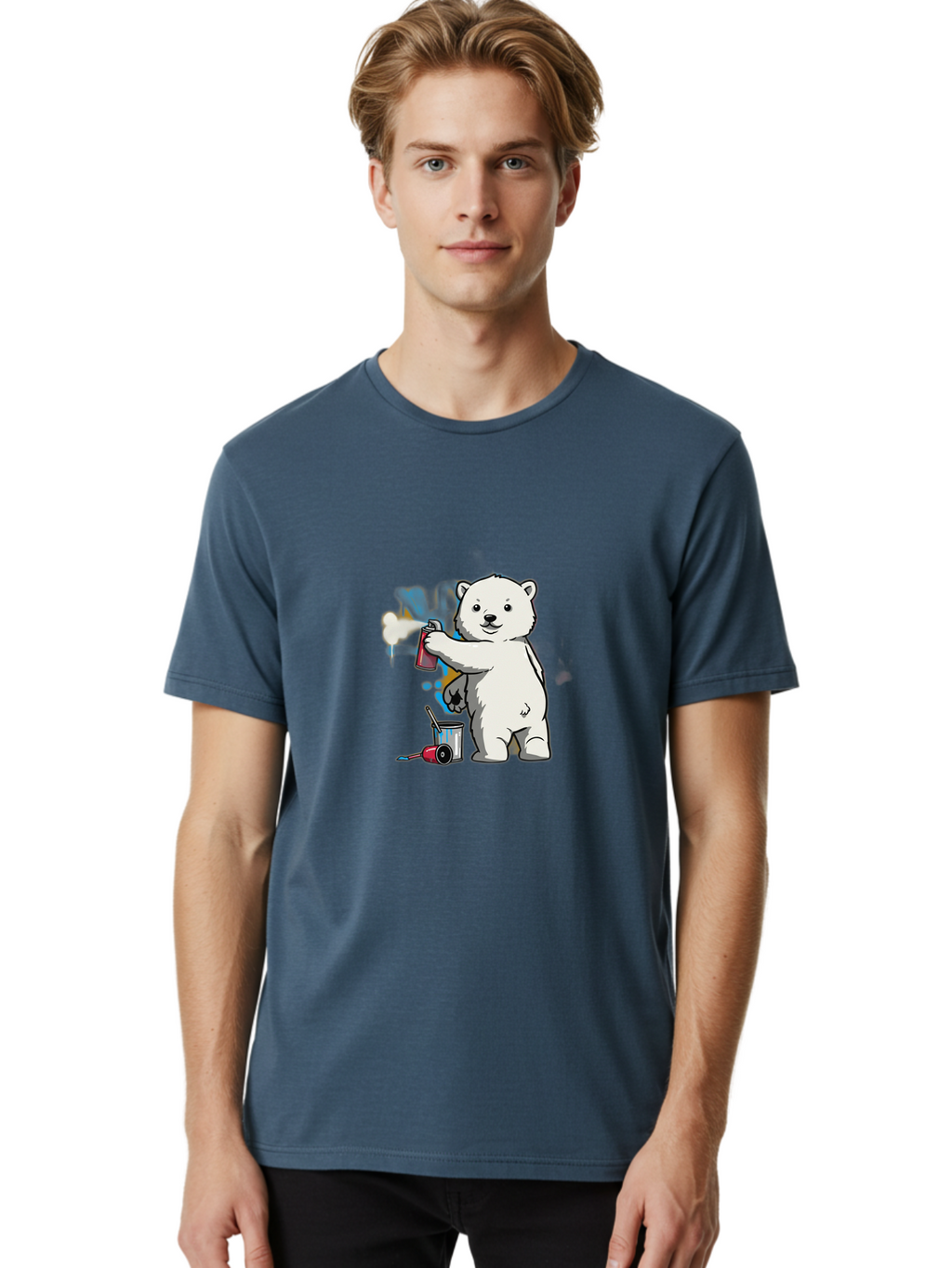Polar-Bear-Spray-Painting-1 Men'S Graphic Tee, 100% Cotton, Comfortable Casual Summer Wear, Machine Washable, Vintage Camera, Old Camera, Antique Camera, Black Camera, Classic Photography, Photography Equipment, Nostalgic Device, Film Camera, Baf410
