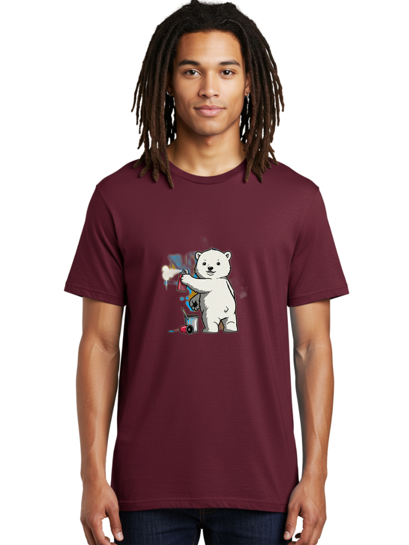 Polar-Bear-Spray-Painting-1 Men'S Graphic Tee, 100% Cotton, Comfortable Casual Summer Wear, Machine Washable, Vintage Camera, Old Camera, Antique Camera, Black Camera, Classic Photography, Photography Equipment, Nostalgic Device, Film Camera, Baf410