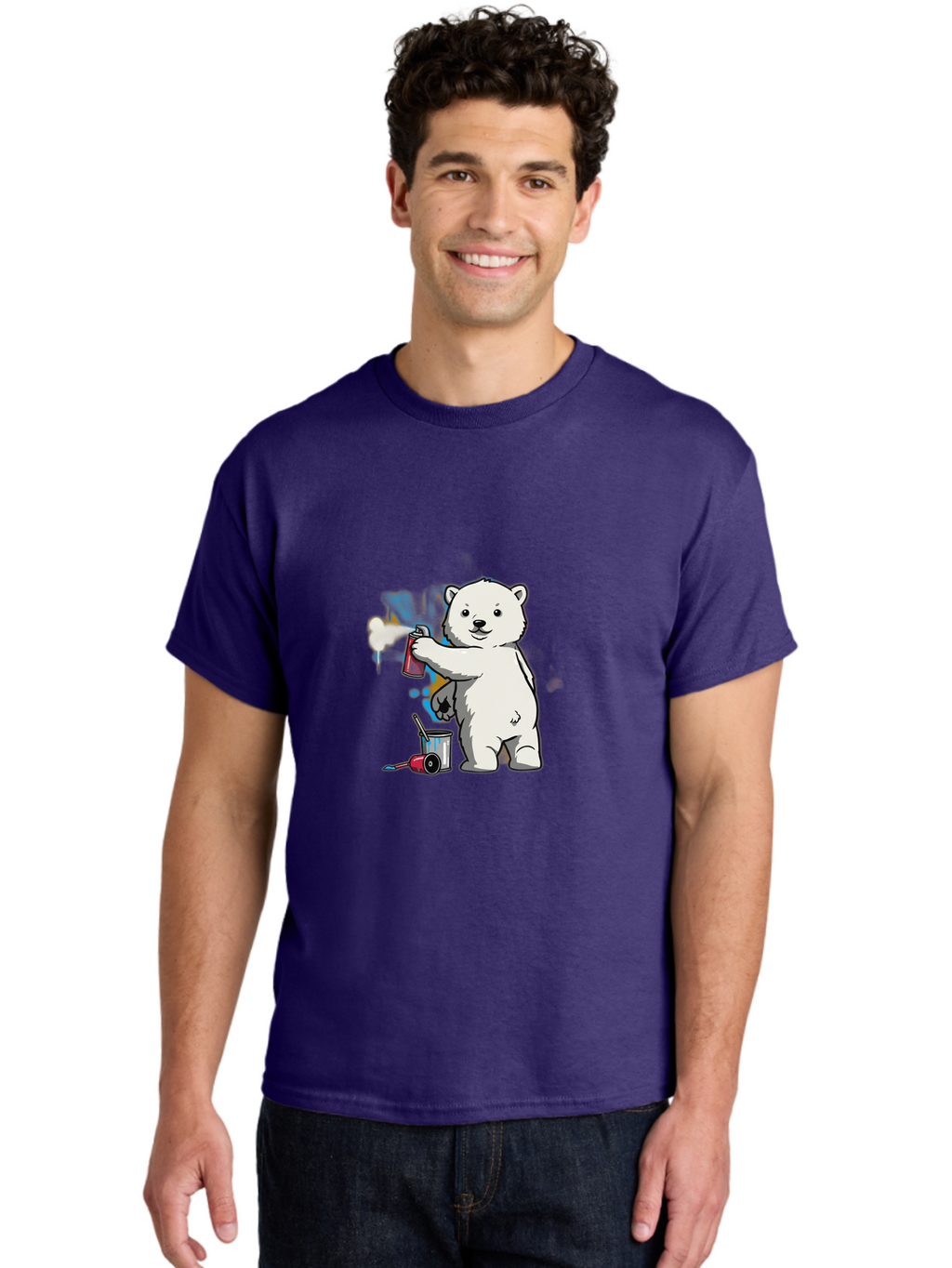 Polar-Bear-Spray-Painting-1 Men'S Graphic Tee, 100% Cotton, Comfortable Casual Summer Wear, Machine Washable, Vintage Camera, Old Camera, Antique Camera, Black Camera, Classic Photography, Photography Equipment, Nostalgic Device, Film Camera, Baf410