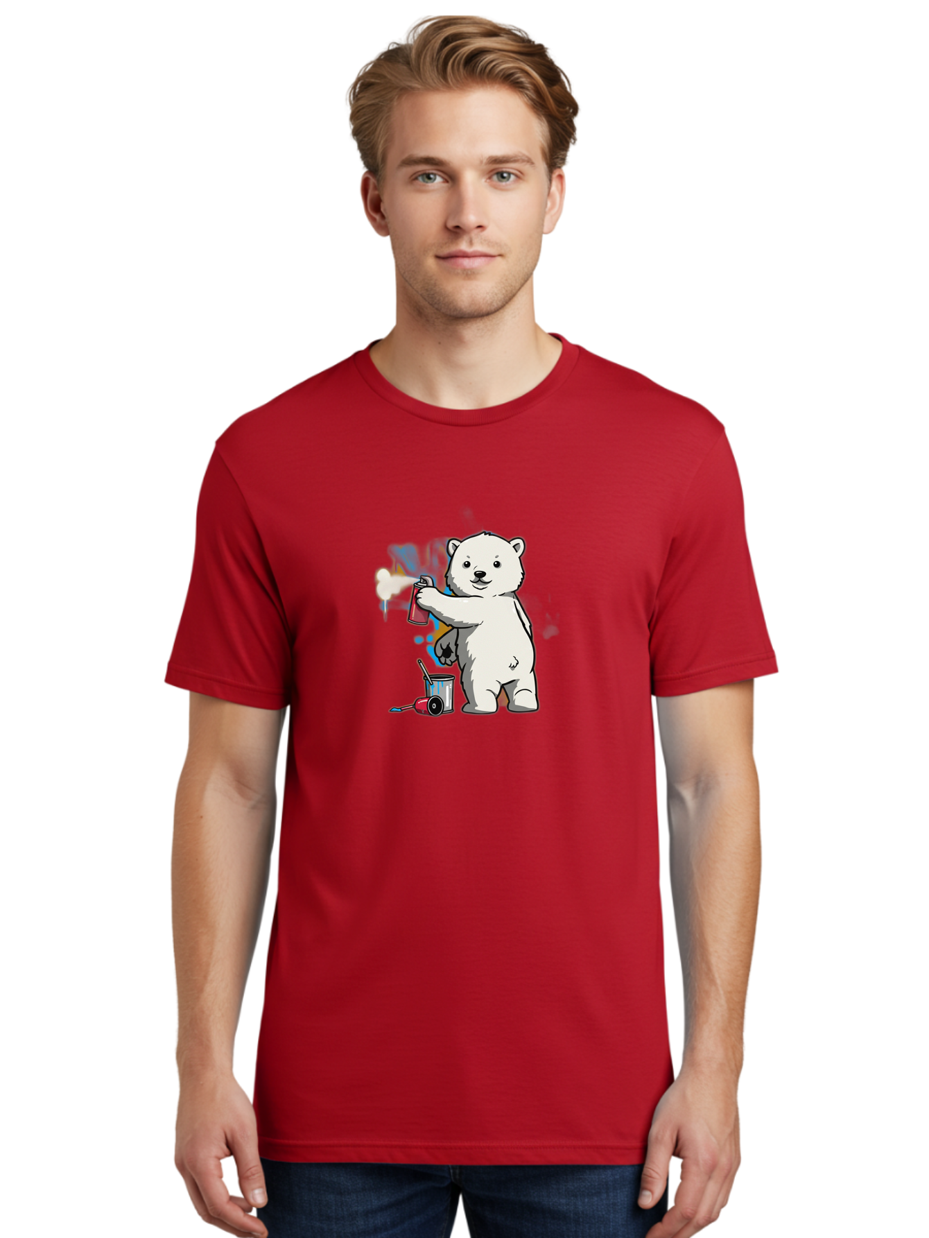Polar-Bear-Spray-Painting-1 Men'S Graphic Tee, 100% Cotton, Comfortable Casual Summer Wear, Machine Washable, Vintage Camera, Old Camera, Antique Camera, Black Camera, Classic Photography, Photography Equipment, Nostalgic Device, Film Camera, Baf410