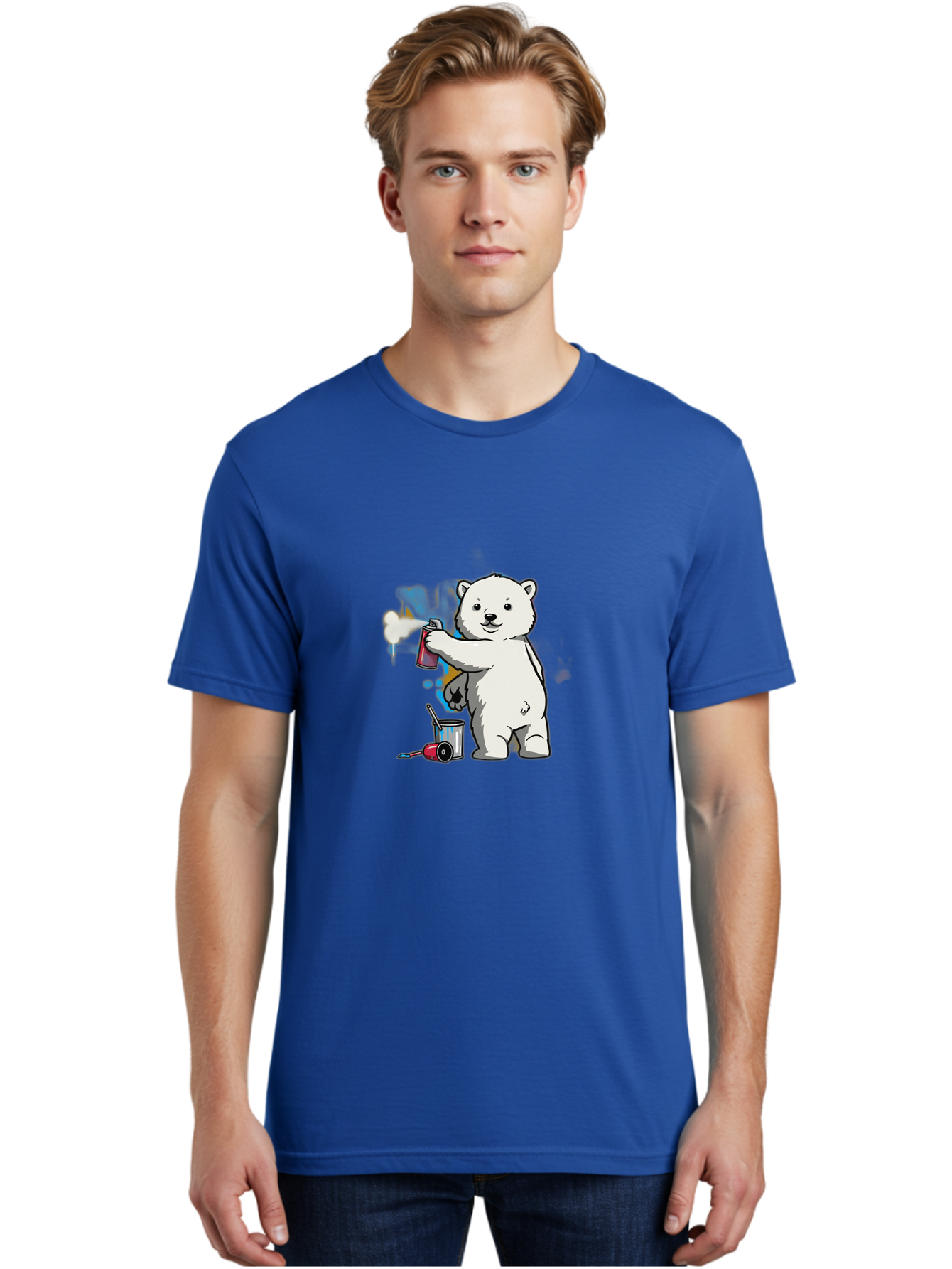 Polar-Bear-Spray-Painting-1 Men'S Graphic Tee, 100% Cotton, Comfortable Casual Summer Wear, Machine Washable, Vintage Camera, Old Camera, Antique Camera, Black Camera, Classic Photography, Photography Equipment, Nostalgic Device, Film Camera, Baf410