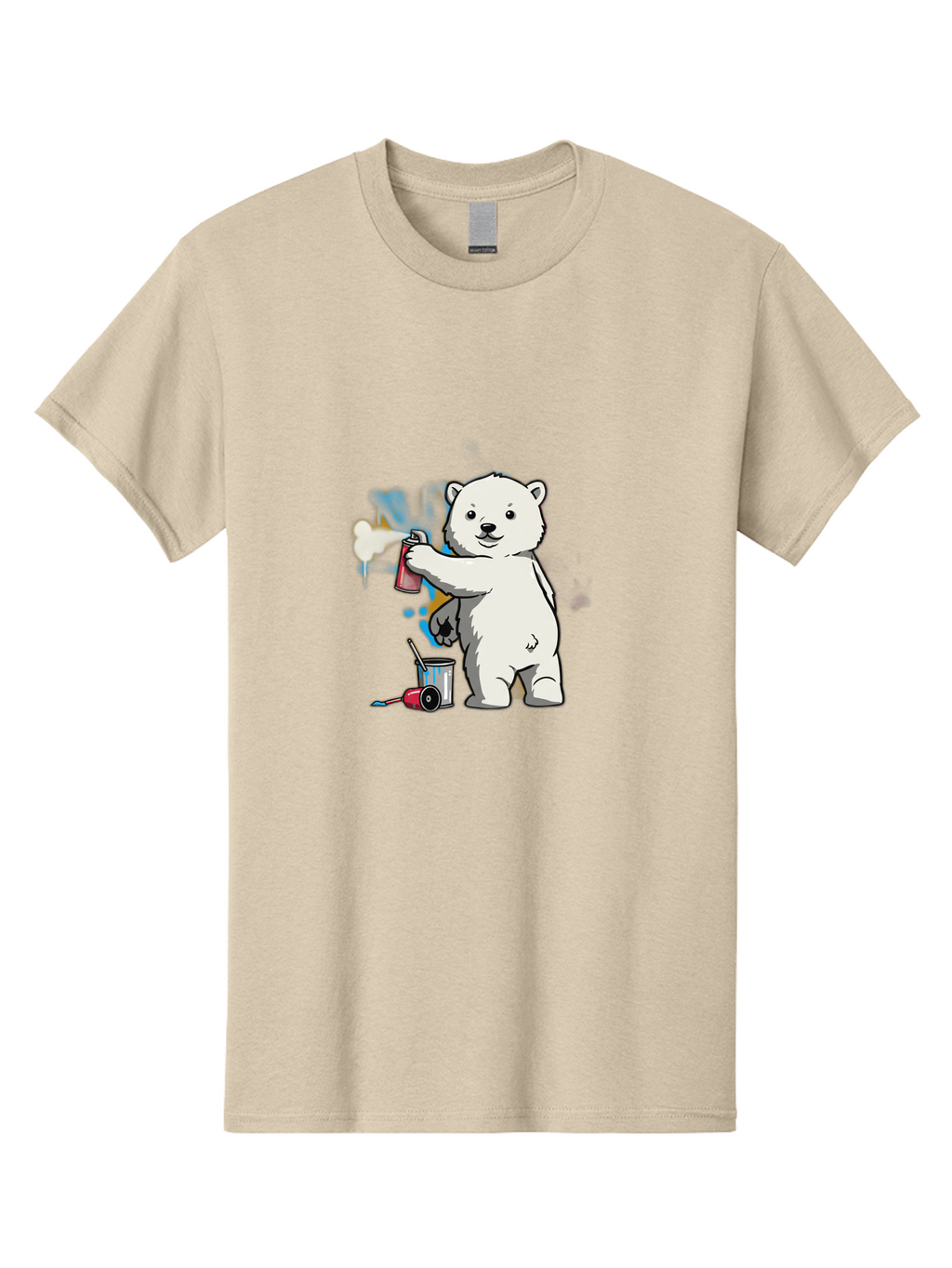 Polar-Bear-Spray-Painting-1 Men'S Graphic Tee, 100% Cotton, Comfortable Casual Summer Wear, Machine Washable, Vintage Camera, Old Camera, Antique Camera, Black Camera, Classic Photography, Photography Equipment, Nostalgic Device, Film Camera, Baf410