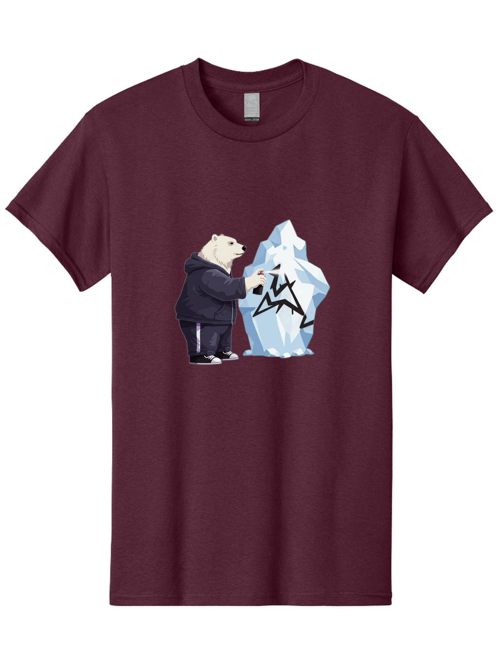 Polar-Bear-Spray-Painting-Iceberg Men'S Graphic Tee, 100% Cotton, Comfortable Casual Summer Wear, Machine Washable, Vintage Camera, Old Camera, Antique Camera, Black Camera, Classic Photography, Photography Equipment, Nostalgic Device, Baf411