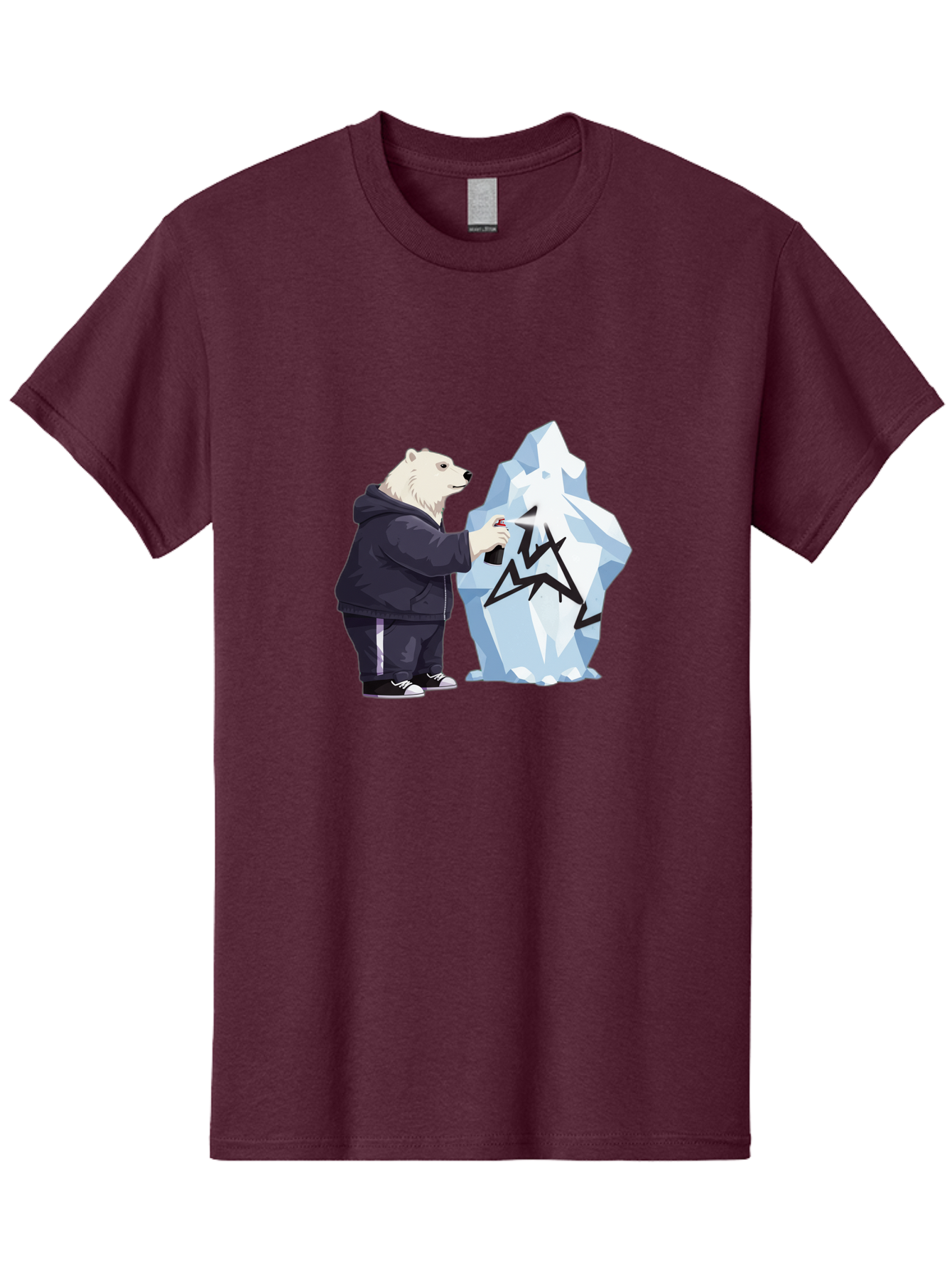 Polar-Bear-Spray-Painting-Iceberg Men'S Graphic Tee, 100% Cotton, Comfortable Casual Summer Wear, Machine Washable, Vintage Camera, Old Camera, Antique Camera, Black Camera, Classic Photography, Photography Equipment, Nostalgic Device, Baf411