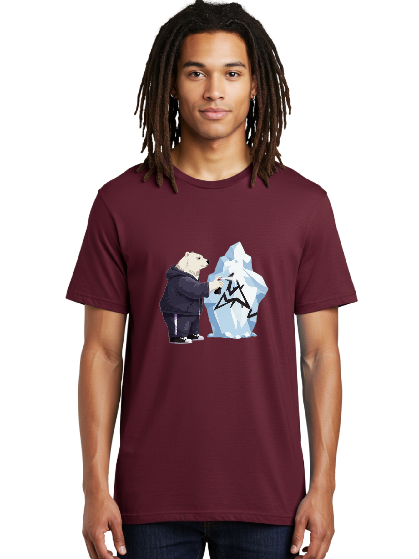 Polar-Bear-Spray-Painting-Iceberg Men'S Graphic Tee, 100% Cotton, Comfortable Casual Summer Wear, Machine Washable, Vintage Camera, Old Camera, Antique Camera, Black Camera, Classic Photography, Photography Equipment, Nostalgic Device, Baf411