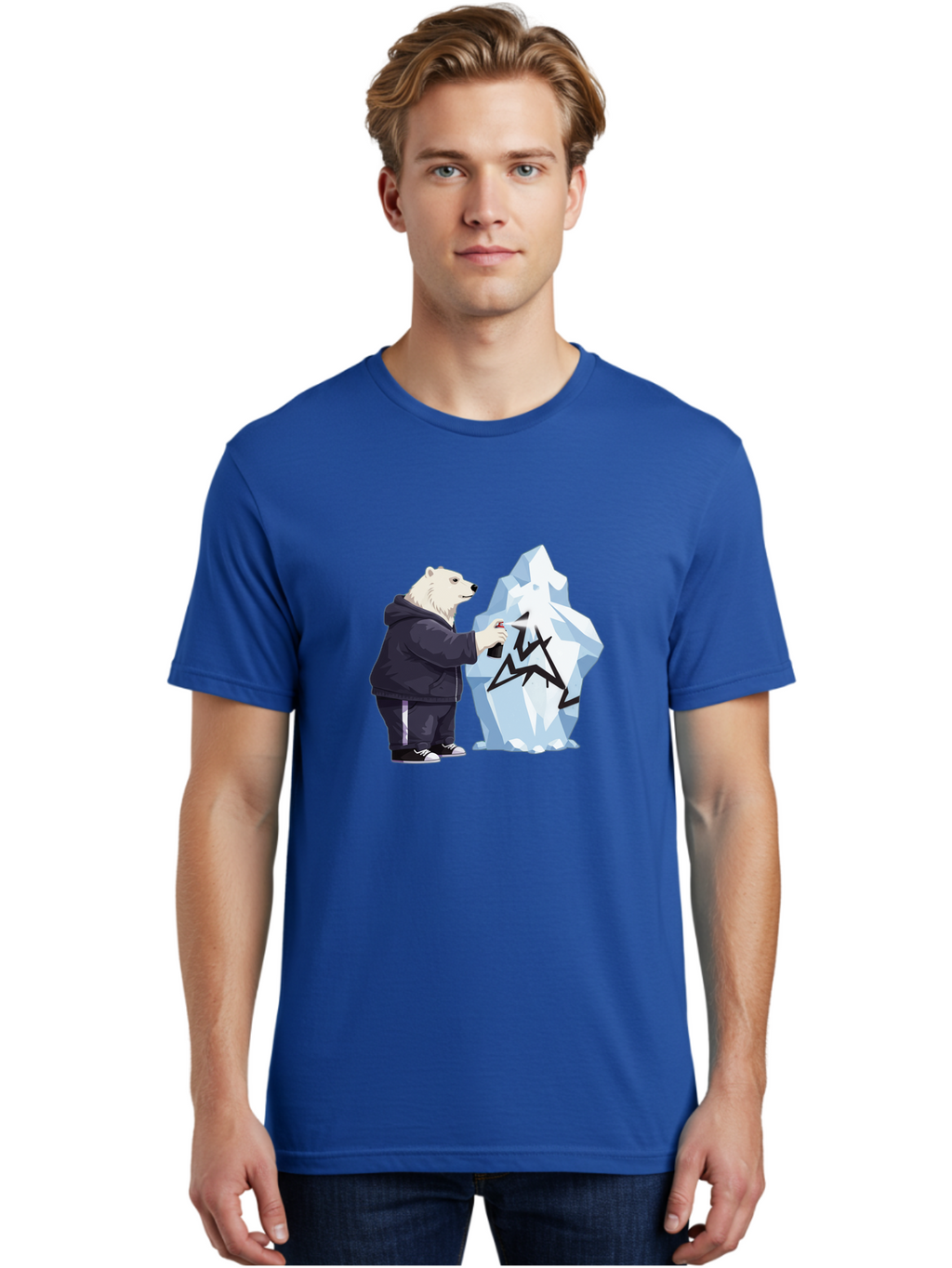 Polar-Bear-Spray-Painting-Iceberg Men'S Graphic Tee, 100% Cotton, Comfortable Casual Summer Wear, Machine Washable, Vintage Camera, Old Camera, Antique Camera, Black Camera, Classic Photography, Photography Equipment, Nostalgic Device, Baf411