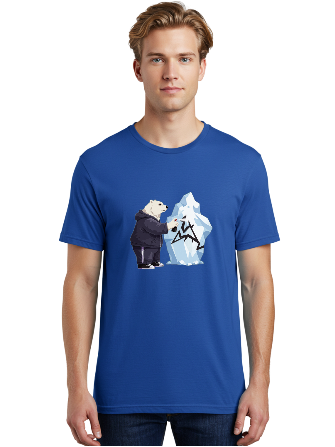 Polar-Bear-Spray-Painting-Iceberg Men'S Graphic Tee, 100% Cotton, Comfortable Casual Summer Wear, Machine Washable, Vintage Camera, Old Camera, Antique Camera, Black Camera, Classic Photography, Photography Equipment, Nostalgic Device, Baf411