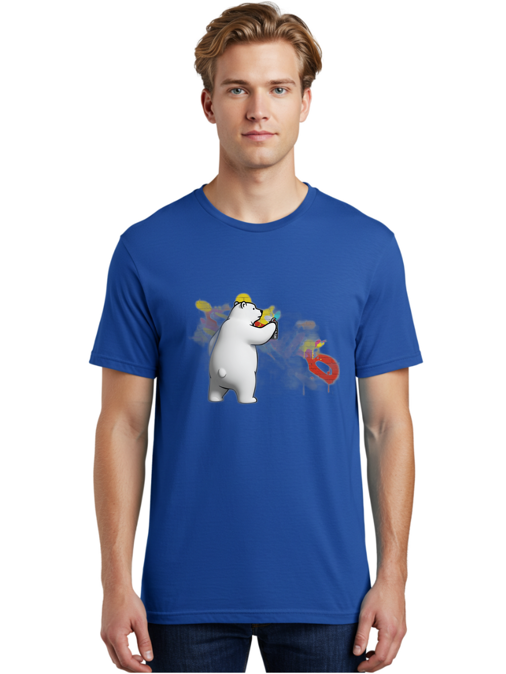 Polar-Bear-Spray-Painting Men'S Graphic Tee, 100% Cotton, Comfortable Casual Summer Wear, Machine Washable, Vintage Camera, Old Camera, Antique Camera, Black Camera, Classic Photography, Photography Equipment, Nostalgic Device, Film Camera, Baf412