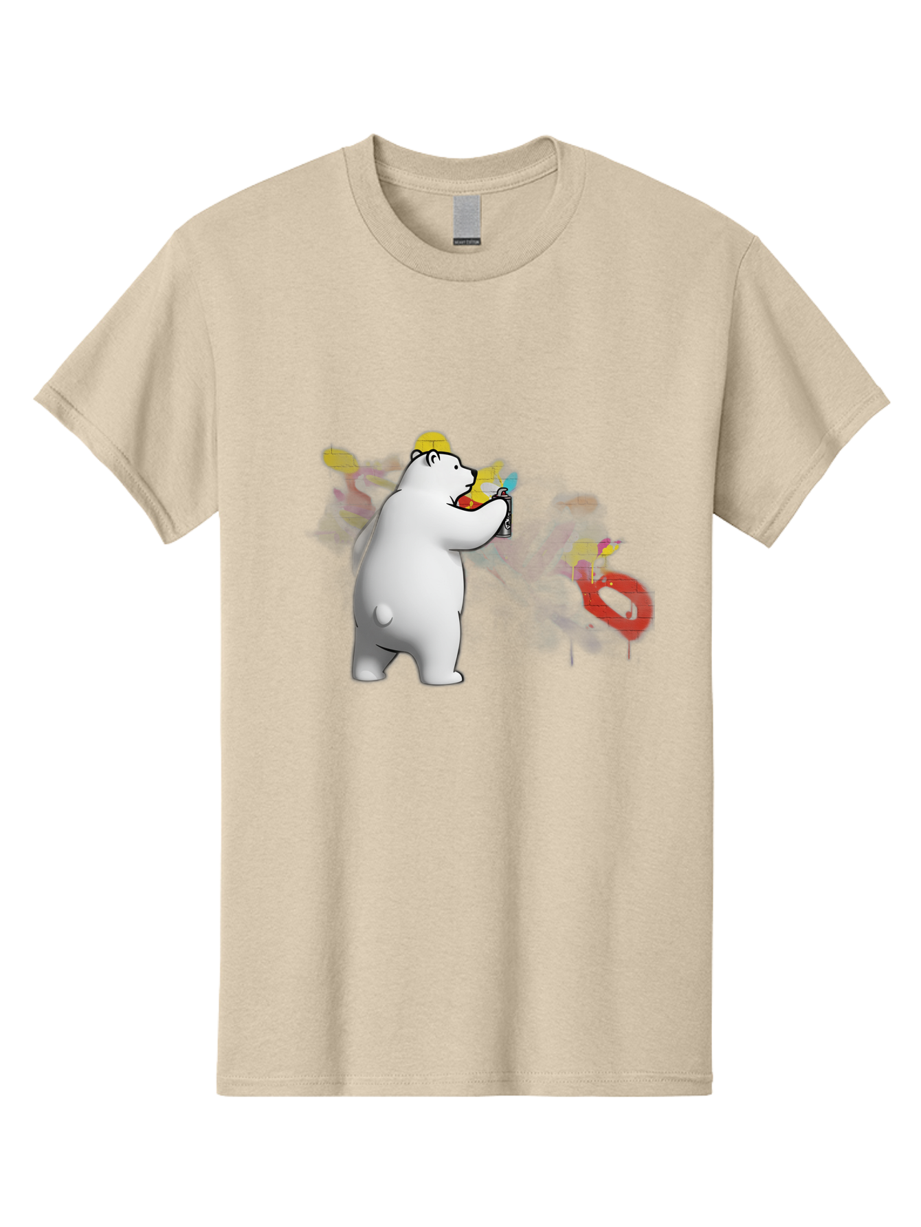 Polar-Bear-Spray-Painting Men'S Graphic Tee, 100% Cotton, Comfortable Casual Summer Wear, Machine Washable, Vintage Camera, Old Camera, Antique Camera, Black Camera, Classic Photography, Photography Equipment, Nostalgic Device, Film Camera, Baf412