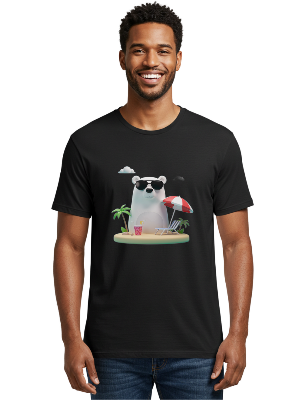 Polar-Bear-Sunglasses-2 Men'S Graphic Tee, 100% Cotton, Comfortable Casual Summer Wear, Machine Washable, Vintage Camera, Old Camera, Antique Camera, Black Camera, Classic Photography, Photography Equipment, Nostalgic Device, Film Camera, Baf414
