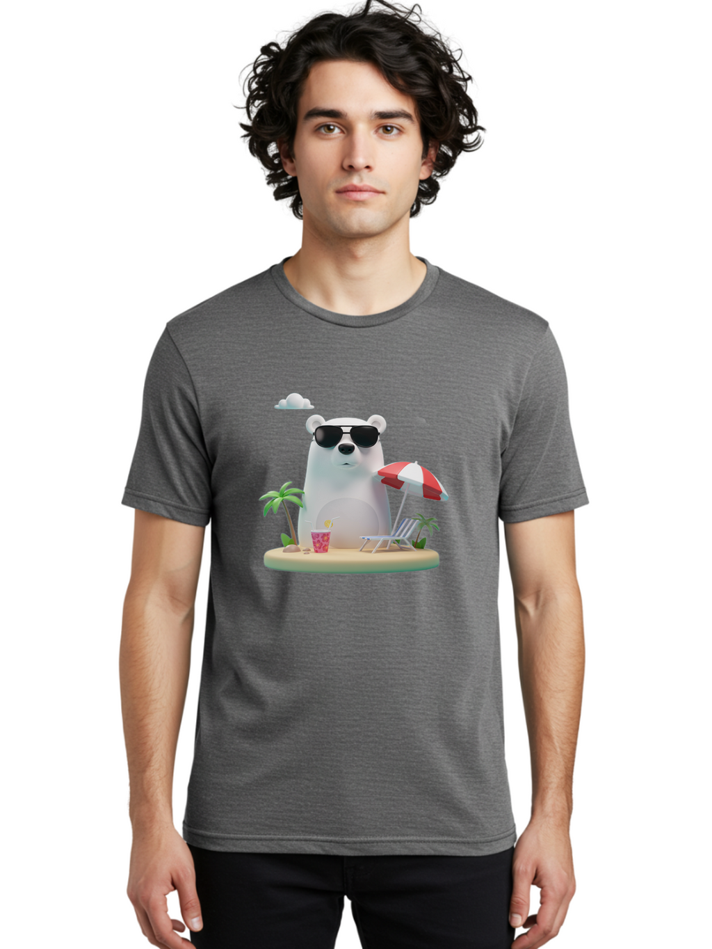 Polar-Bear-Sunglasses-2 Men'S Graphic Tee, 100% Cotton, Comfortable Casual Summer Wear, Machine Washable, Vintage Camera, Old Camera, Antique Camera, Black Camera, Classic Photography, Photography Equipment, Nostalgic Device, Film Camera, Baf414
