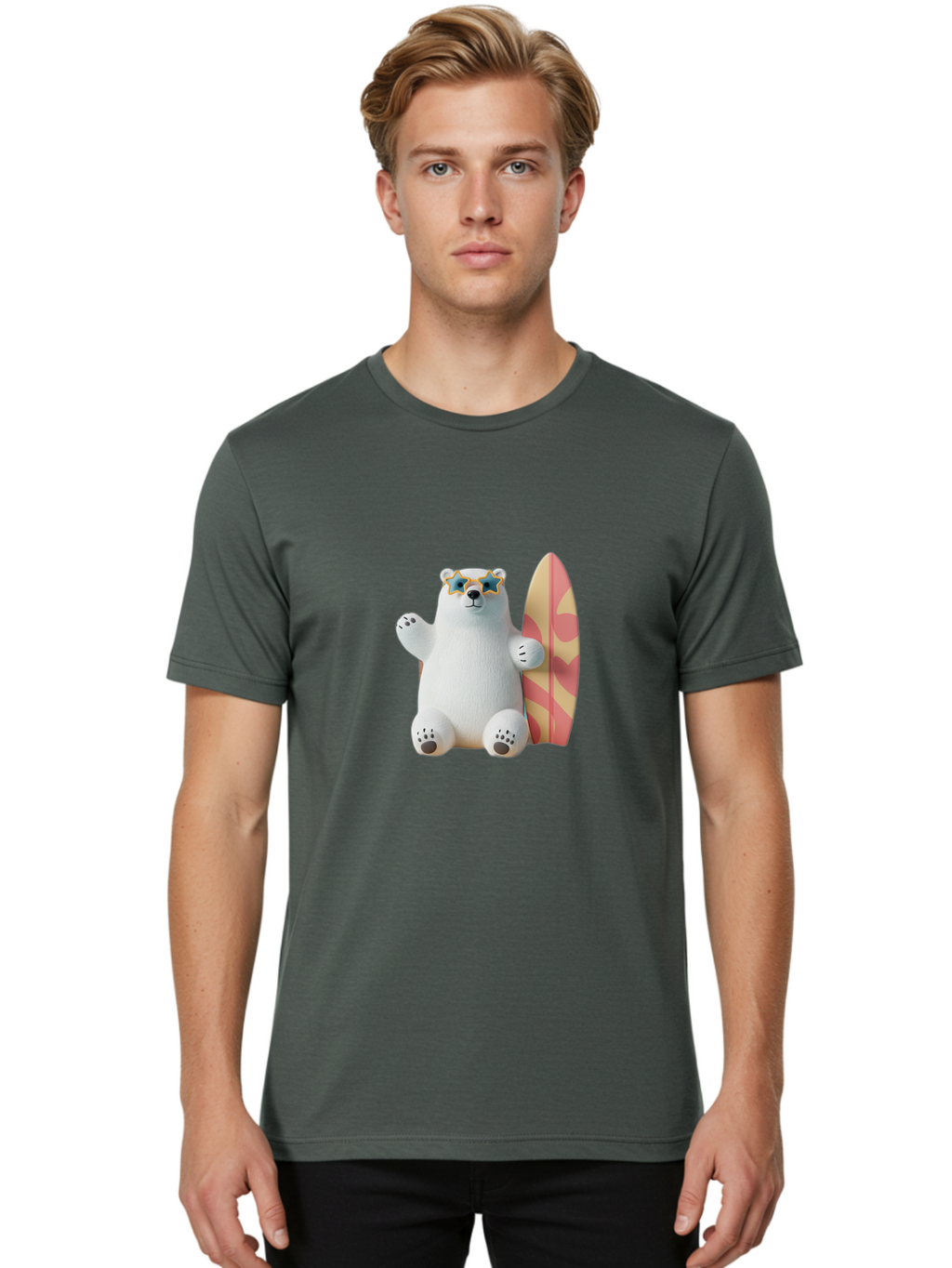 Polar-Bear-Surfboard Men'S Graphic Tee, 100% Cotton, Comfortable Casual Summer Wear, Machine Washable, Vintage Camera, Old Camera, Antique Camera, Black Camera, Classic Photography, Photography Equipment, Nostalgic Device, Film Camera, Baf419