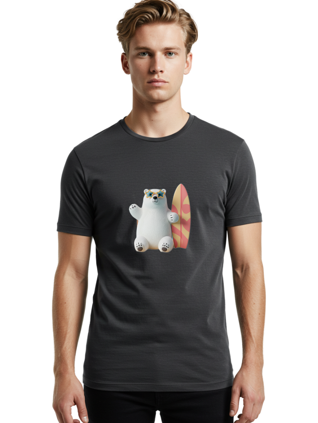 Polar-Bear-Surfboard Men'S Graphic Tee, 100% Cotton, Comfortable Casual Summer Wear, Machine Washable, Vintage Camera, Old Camera, Antique Camera, Black Camera, Classic Photography, Photography Equipment, Nostalgic Device, Film Camera, Baf419