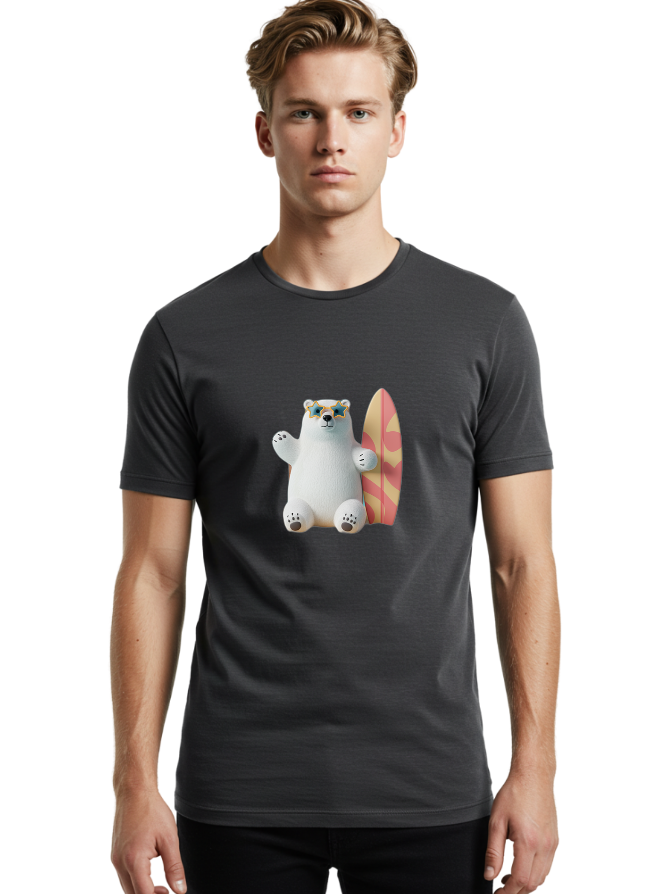 Polar-Bear-Surfboard Men'S Graphic Tee, 100% Cotton, Comfortable Casual Summer Wear, Machine Washable, Vintage Camera, Old Camera, Antique Camera, Black Camera, Classic Photography, Photography Equipment, Nostalgic Device, Film Camera, Baf419