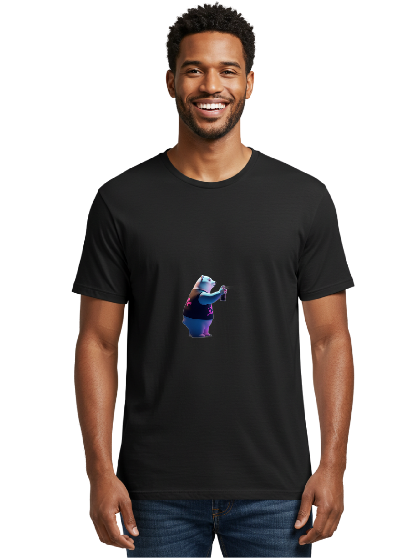 Polar-Bear-Taking-Selfie Men'S Graphic Tee, 100% Cotton, Comfortable Casual Summer Wear, Machine Washable, Vintage Camera, Old Camera, Antique Camera, Black Camera, Classic Photography, Photography Equipment, Nostalgic Device, Film Camera, Baf423