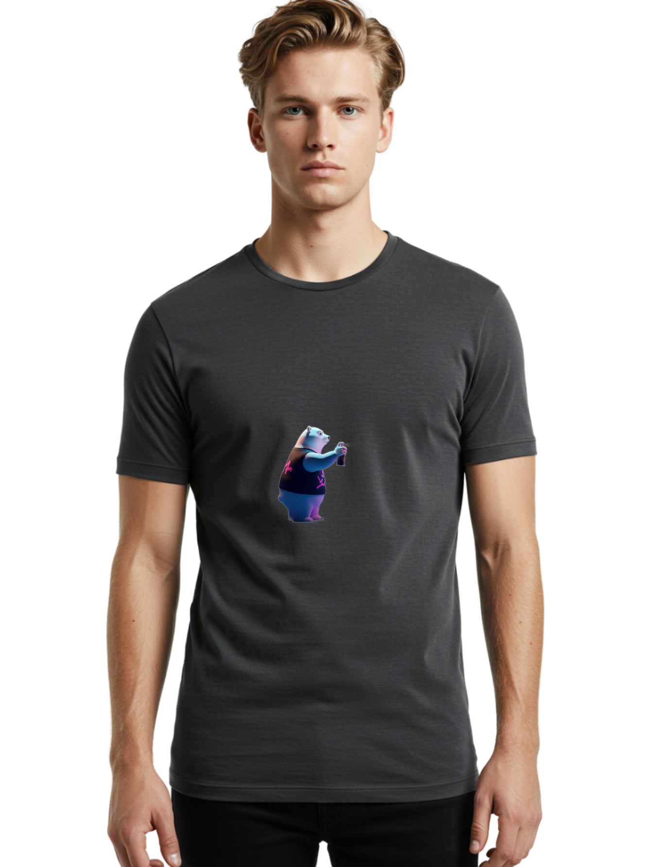 Polar-Bear-Taking-Selfie Men'S Graphic Tee, 100% Cotton, Comfortable Casual Summer Wear, Machine Washable, Vintage Camera, Old Camera, Antique Camera, Black Camera, Classic Photography, Photography Equipment, Nostalgic Device, Film Camera, Baf423