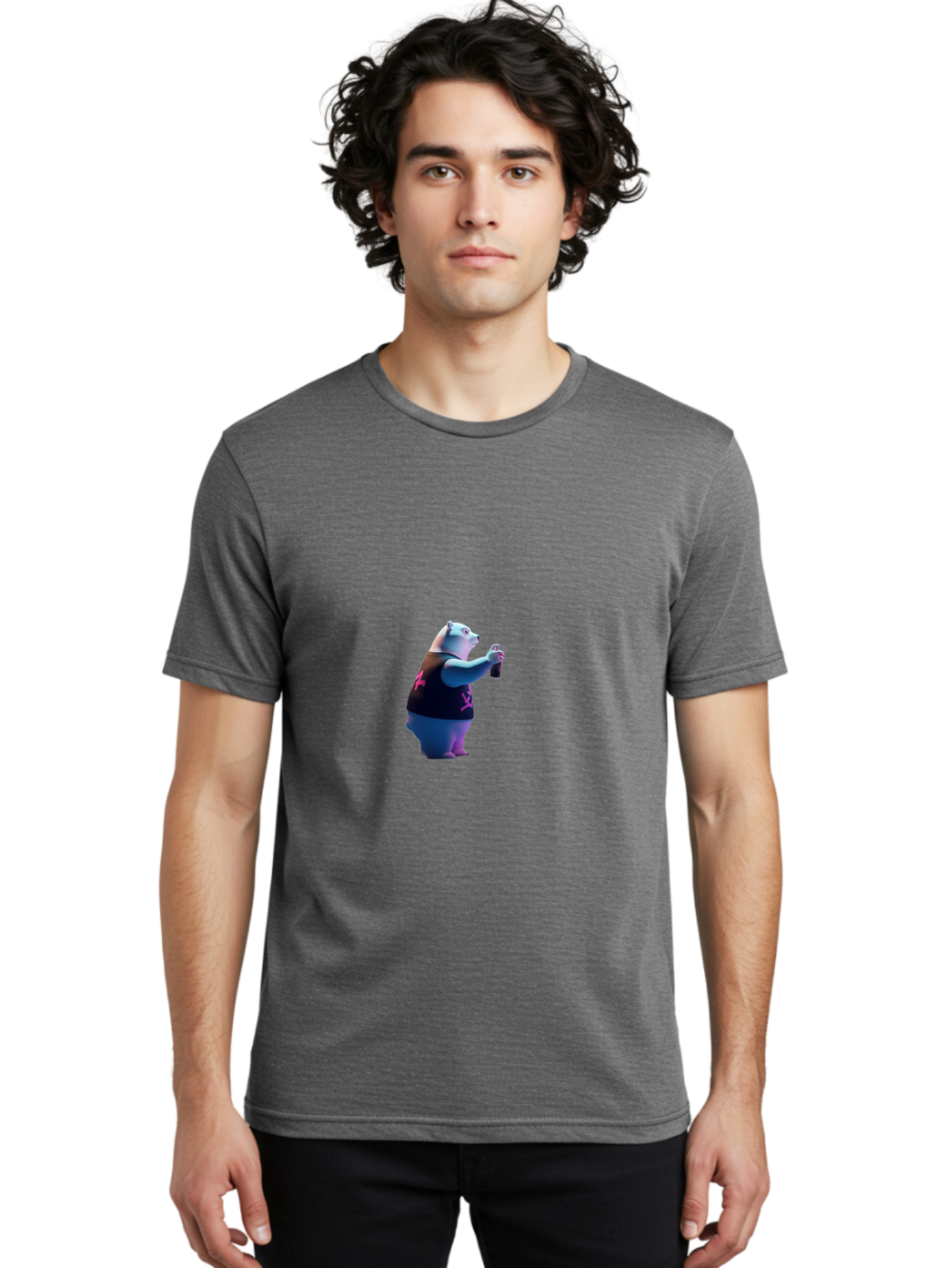 Polar-Bear-Taking-Selfie Men'S Graphic Tee, 100% Cotton, Comfortable Casual Summer Wear, Machine Washable, Vintage Camera, Old Camera, Antique Camera, Black Camera, Classic Photography, Photography Equipment, Nostalgic Device, Film Camera, Baf423