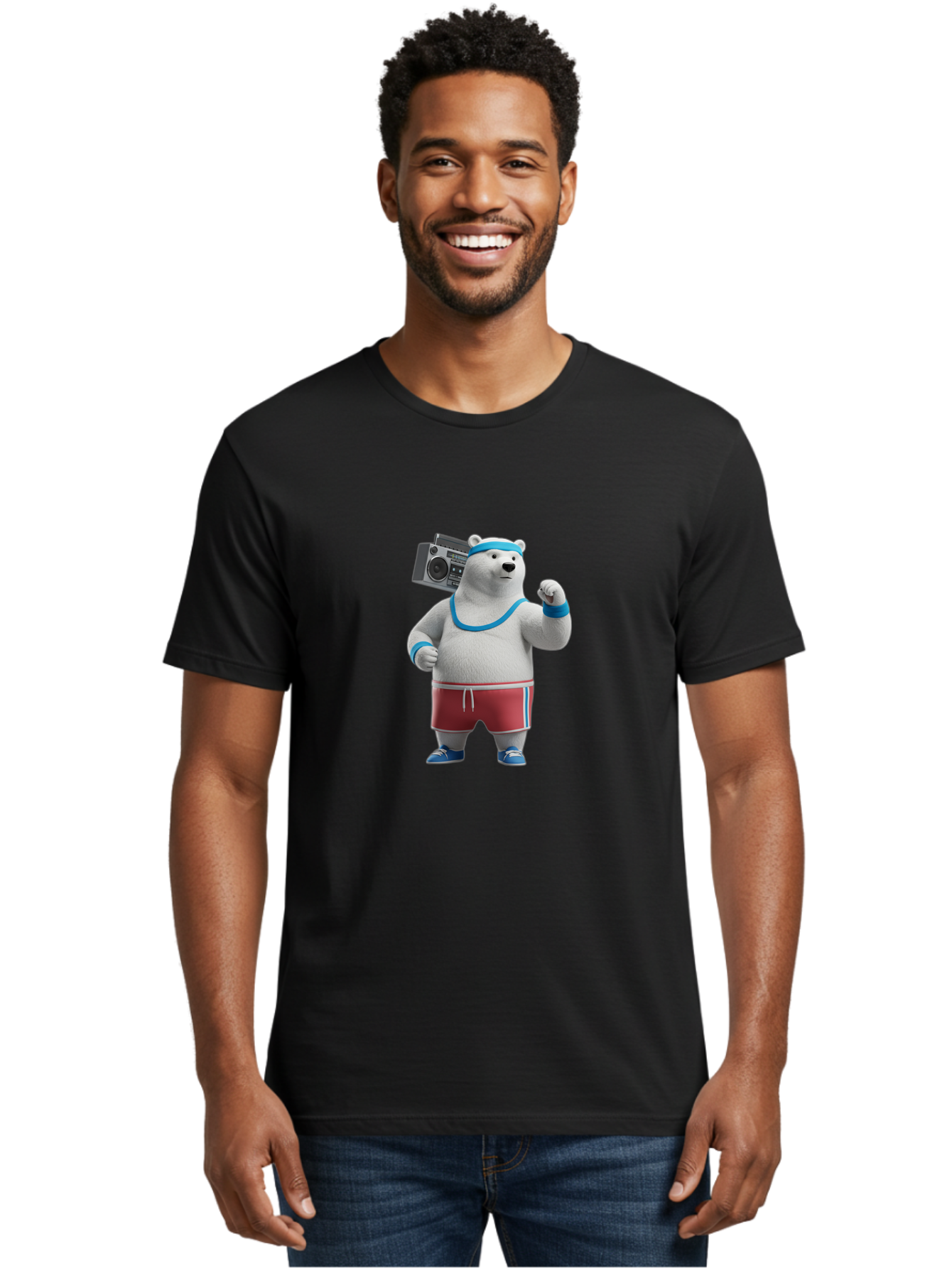 Polar-Bear-With-Boombox Men'S Graphic Tee, 100% Cotton, Comfortable Casual Summer Wear, Machine Washable, Vintage Camera, Old Camera, Antique Camera, Black Camera, Classic Photography, Photography Equipment, Nostalgic Device, Film Camera, Baf425