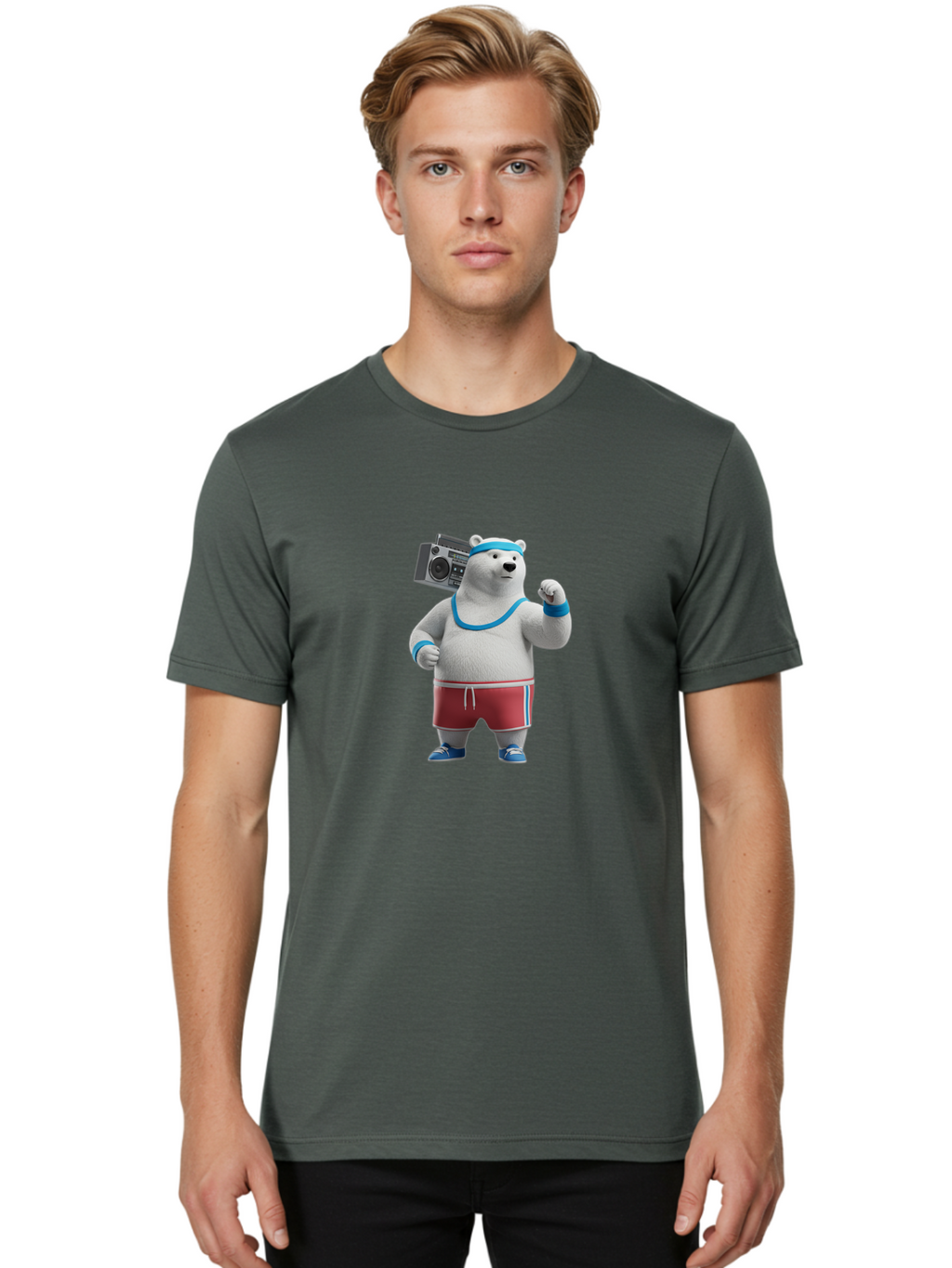 Polar-Bear-With-Boombox Men'S Graphic Tee, 100% Cotton, Comfortable Casual Summer Wear, Machine Washable, Vintage Camera, Old Camera, Antique Camera, Black Camera, Classic Photography, Photography Equipment, Nostalgic Device, Film Camera, Baf425