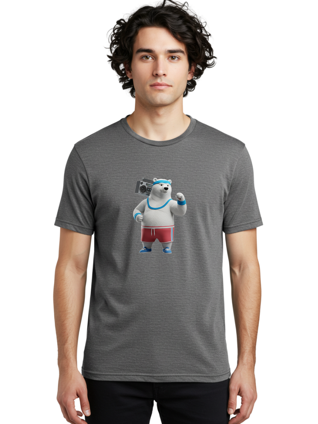 Polar-Bear-With-Boombox Men'S Graphic Tee, 100% Cotton, Comfortable Casual Summer Wear, Machine Washable, Vintage Camera, Old Camera, Antique Camera, Black Camera, Classic Photography, Photography Equipment, Nostalgic Device, Film Camera, Baf425