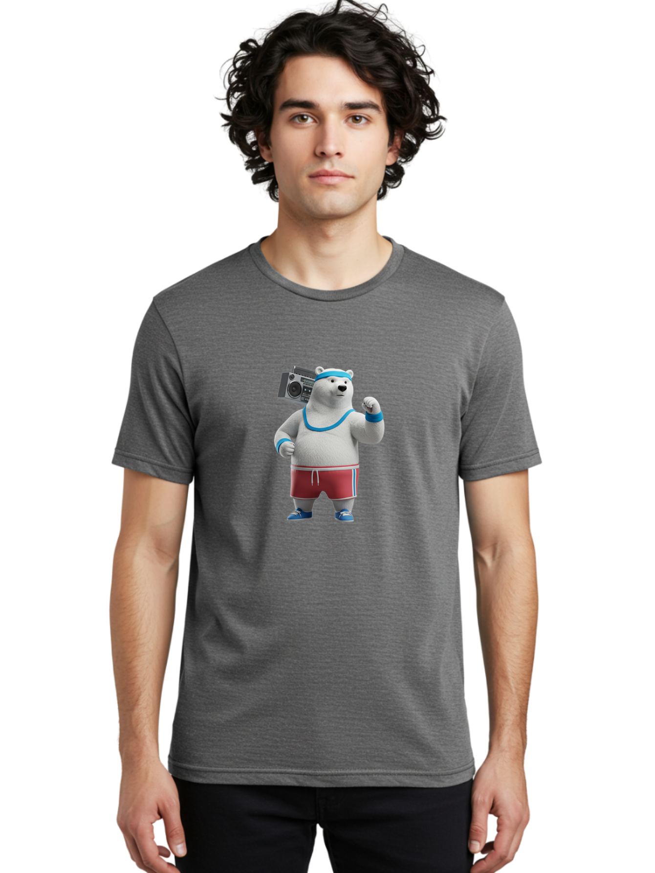 Polar-Bear-With-Boombox Men'S Graphic Tee, 100% Cotton, Comfortable Casual Summer Wear, Machine Washable, Vintage Camera, Old Camera, Antique Camera, Black Camera, Classic Photography, Photography Equipment, Nostalgic Device, Film Camera, Baf425