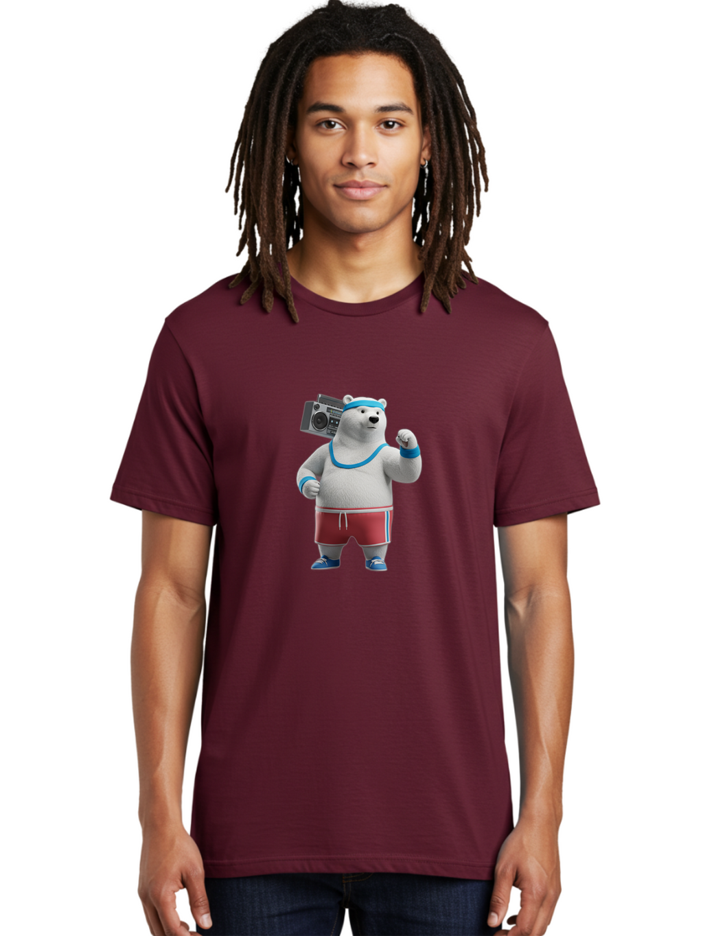 Polar-Bear-With-Boombox Men'S Graphic Tee, 100% Cotton, Comfortable Casual Summer Wear, Machine Washable, Vintage Camera, Old Camera, Antique Camera, Black Camera, Classic Photography, Photography Equipment, Nostalgic Device, Film Camera, Baf425
