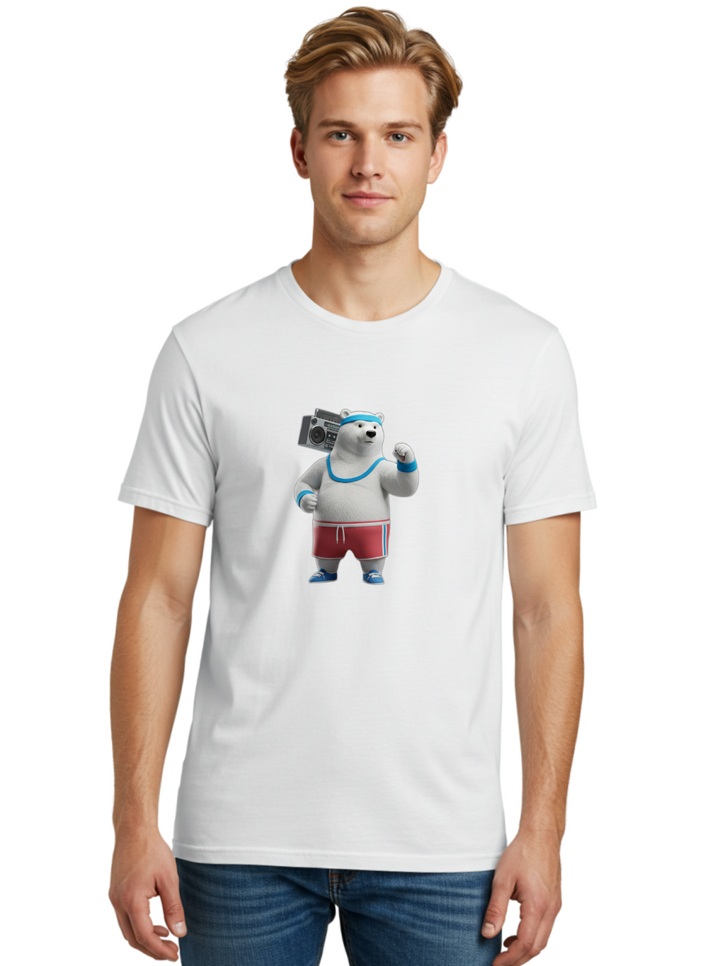 Polar-Bear-With-Boombox Men'S Graphic Tee, 100% Cotton, Comfortable Casual Summer Wear, Machine Washable, Vintage Camera, Old Camera, Antique Camera, Black Camera, Classic Photography, Photography Equipment, Nostalgic Device, Film Camera, Baf425