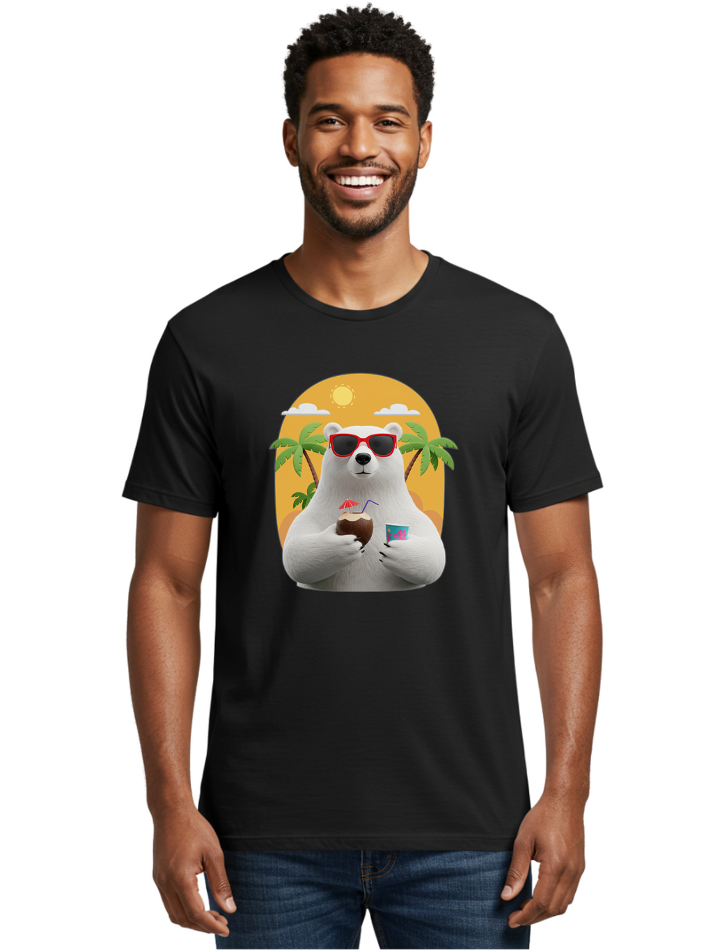 Polar-Bear-With-Coconut Men'S Graphic Tee, 100% Cotton, Comfortable Casual Summer Wear, Machine Washable, Vintage Camera, Old Camera, Antique Camera, Black Camera, Classic Photography, Photography Equipment, Nostalgic Device, Film Camera, Baf426