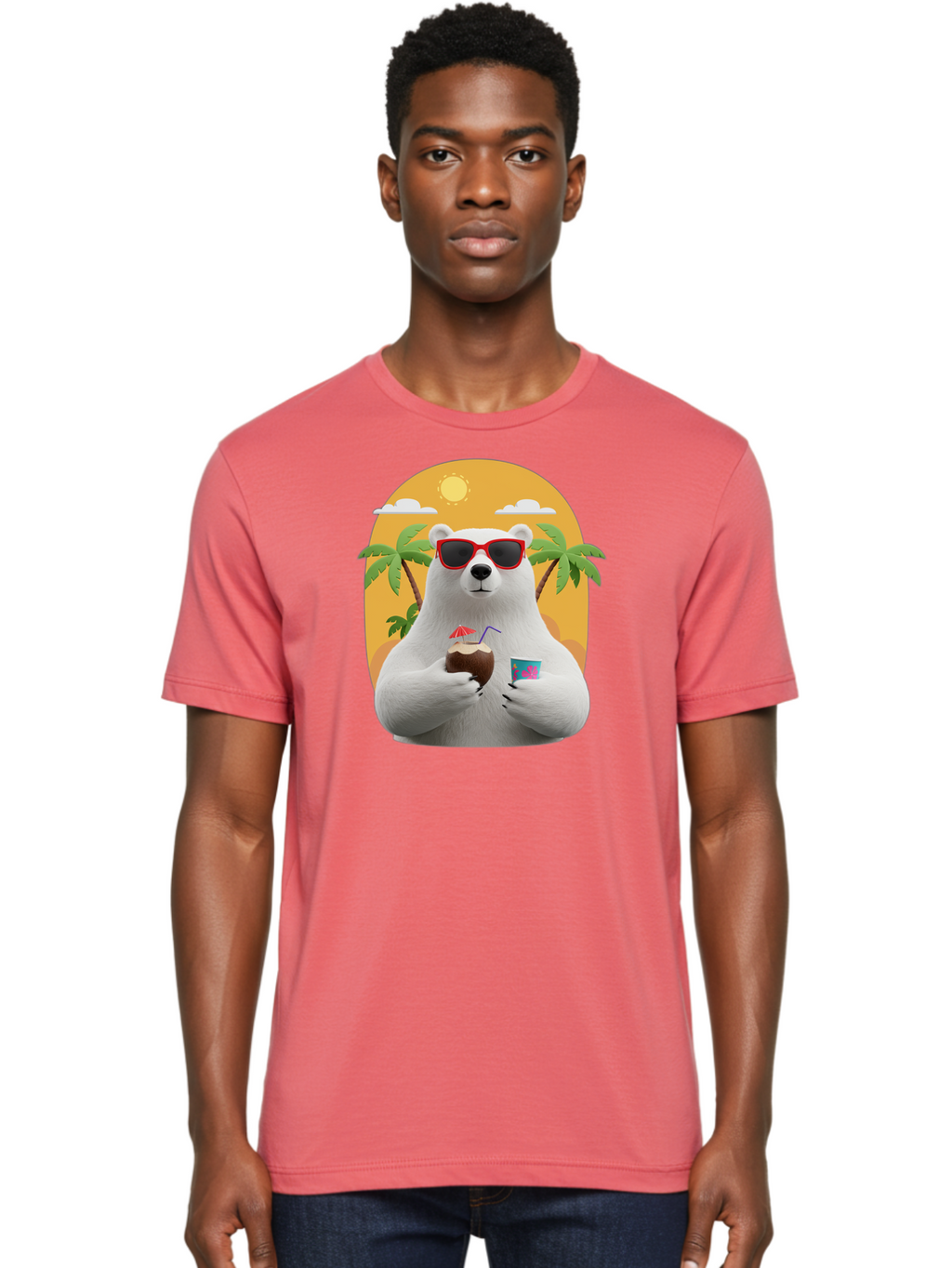Polar-Bear-With-Coconut Men'S Graphic Tee, 100% Cotton, Comfortable Casual Summer Wear, Machine Washable, Vintage Camera, Old Camera, Antique Camera, Black Camera, Classic Photography, Photography Equipment, Nostalgic Device, Film Camera, Baf426