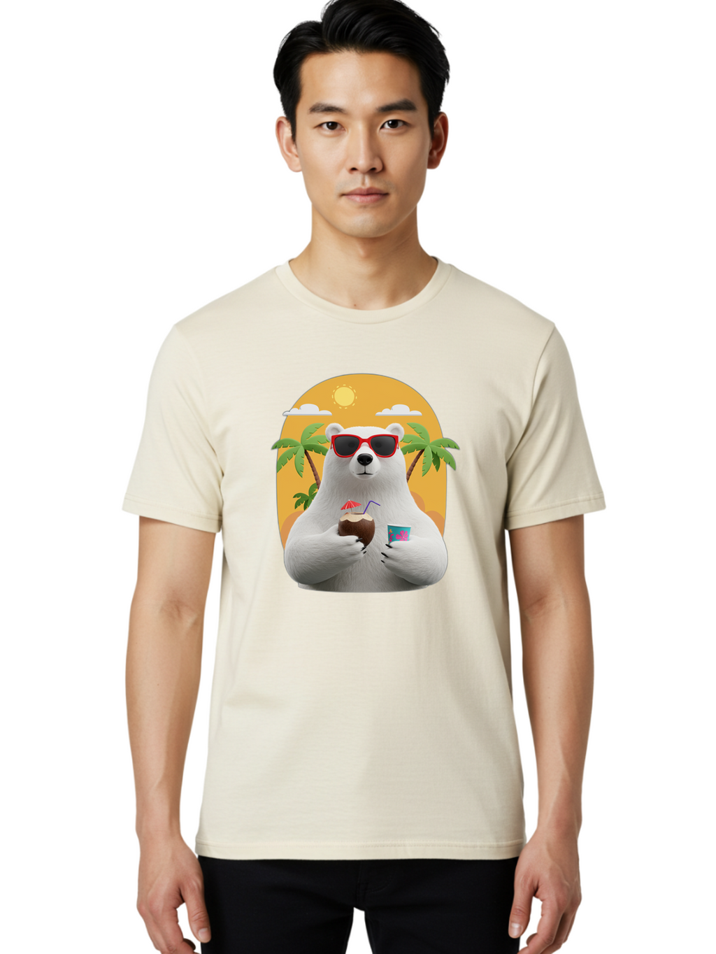 Polar-Bear-With-Coconut Men'S Graphic Tee, 100% Cotton, Comfortable Casual Summer Wear, Machine Washable, Vintage Camera, Old Camera, Antique Camera, Black Camera, Classic Photography, Photography Equipment, Nostalgic Device, Film Camera, Baf426