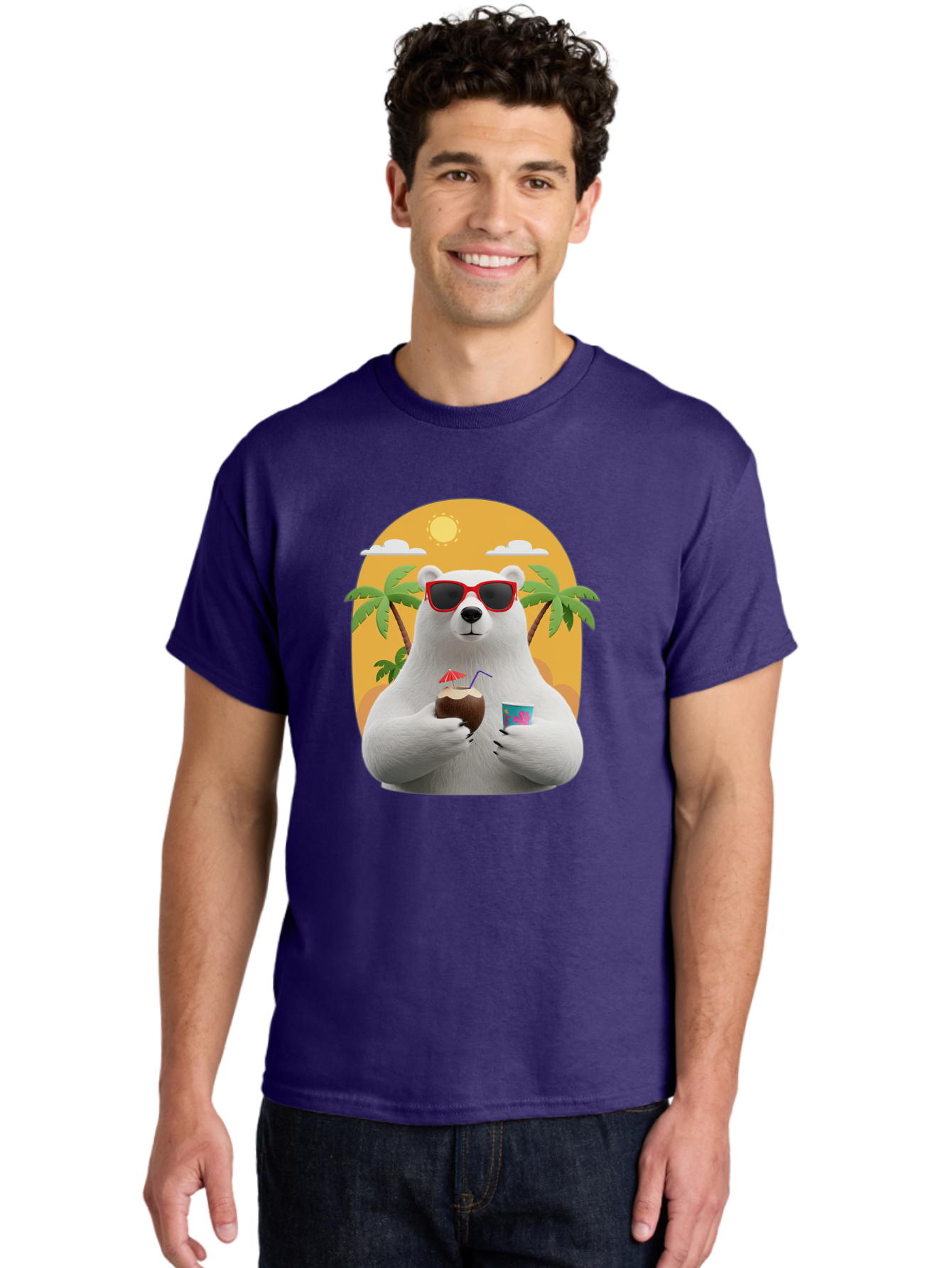Polar-Bear-With-Coconut Men'S Graphic Tee, 100% Cotton, Comfortable Casual Summer Wear, Machine Washable, Vintage Camera, Old Camera, Antique Camera, Black Camera, Classic Photography, Photography Equipment, Nostalgic Device, Film Camera, Baf426