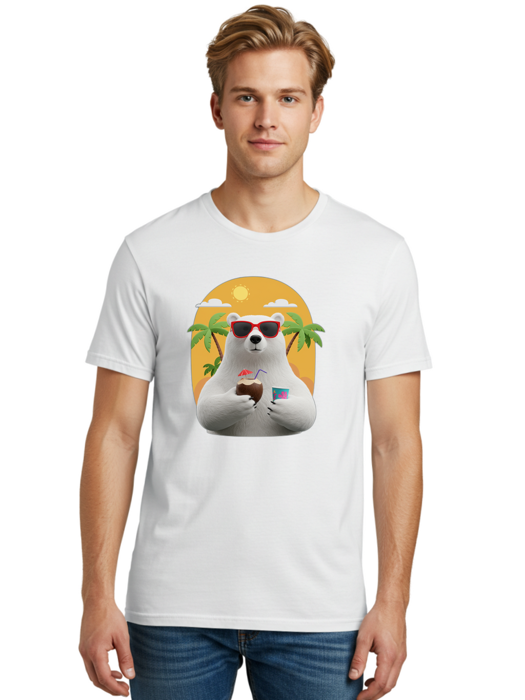 Polar-Bear-With-Coconut Men'S Graphic Tee, 100% Cotton, Comfortable Casual Summer Wear, Machine Washable, Vintage Camera, Old Camera, Antique Camera, Black Camera, Classic Photography, Photography Equipment, Nostalgic Device, Film Camera, Baf426