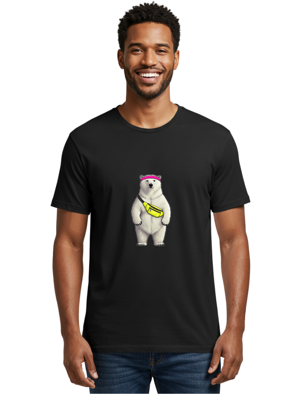 Polar-Bear-With-Fanny-Pack Men'S Graphic Tee, 100% Cotton, Comfortable Casual Summer Wear, Machine Washable, Vintage Camera, Old Camera, Antique Camera, Black Camera, Classic Photography, Photography Equipment, Nostalgic Device, Film Camera, Baf427