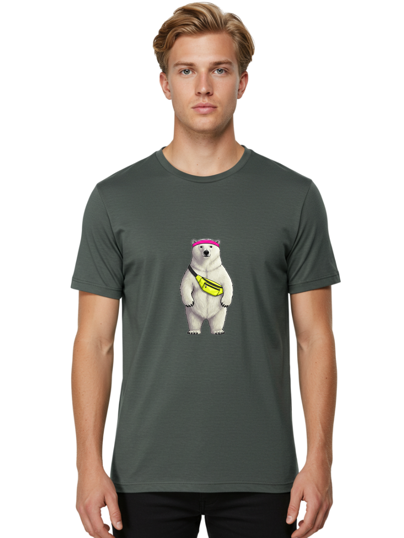 Polar-Bear-With-Fanny-Pack Men'S Graphic Tee, 100% Cotton, Comfortable Casual Summer Wear, Machine Washable, Vintage Camera, Old Camera, Antique Camera, Black Camera, Classic Photography, Photography Equipment, Nostalgic Device, Film Camera, Baf427
