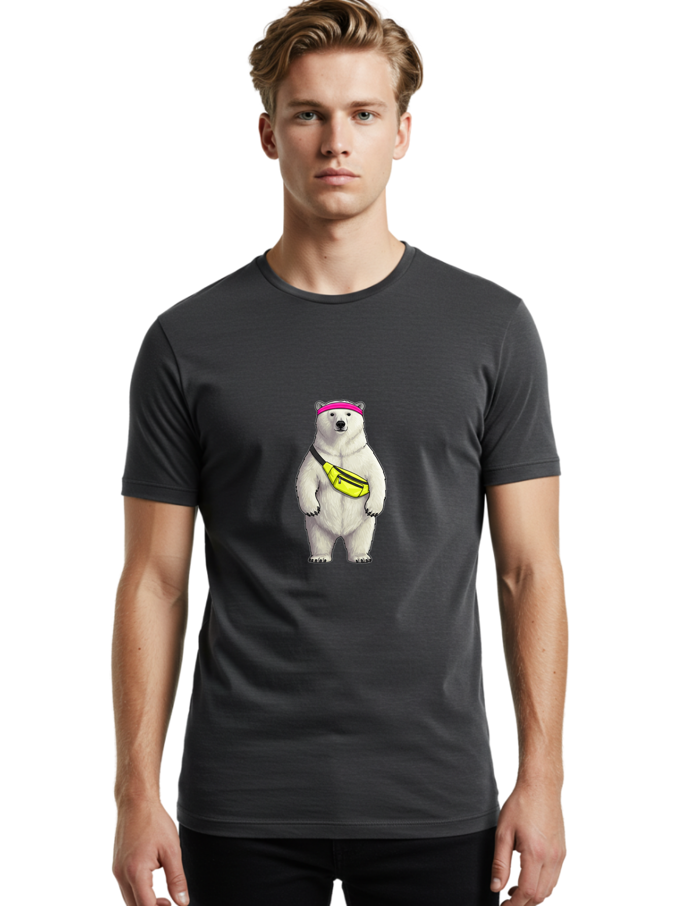 Polar-Bear-With-Fanny-Pack Men'S Graphic Tee, 100% Cotton, Comfortable Casual Summer Wear, Machine Washable, Vintage Camera, Old Camera, Antique Camera, Black Camera, Classic Photography, Photography Equipment, Nostalgic Device, Film Camera, Baf427
