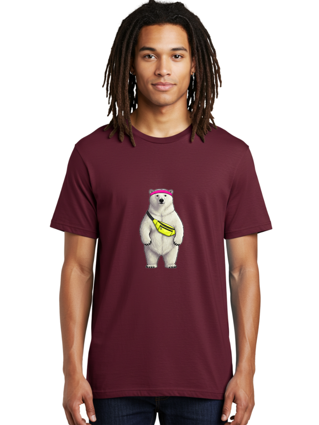 Polar-Bear-With-Fanny-Pack Men'S Graphic Tee, 100% Cotton, Comfortable Casual Summer Wear, Machine Washable, Vintage Camera, Old Camera, Antique Camera, Black Camera, Classic Photography, Photography Equipment, Nostalgic Device, Film Camera, Baf427