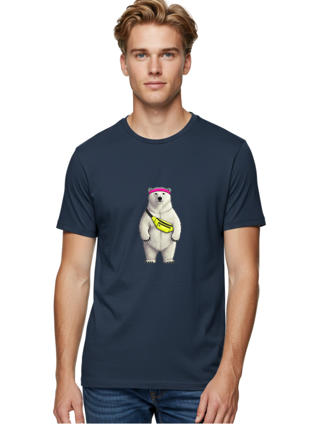 Polar-Bear-With-Fanny-Pack Men'S Graphic Tee, 100% Cotton, Comfortable Casual Summer Wear, Machine Washable, Vintage Camera, Old Camera, Antique Camera, Black Camera, Classic Photography, Photography Equipment, Nostalgic Device, Film Camera, Baf427