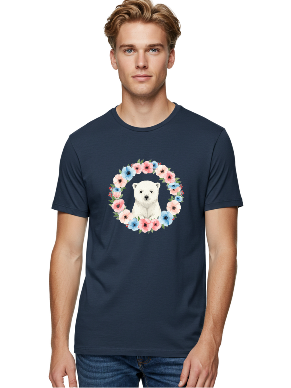 Polar-Bear-With-Flowers Men'S Graphic Tee, 100% Cotton, Comfortable Casual Summer Wear, Machine Washable, Vintage Camera, Old Camera, Antique Camera, Black Camera, Classic Photography, Photography Equipment, Nostalgic Device, Film Camera, Baf428