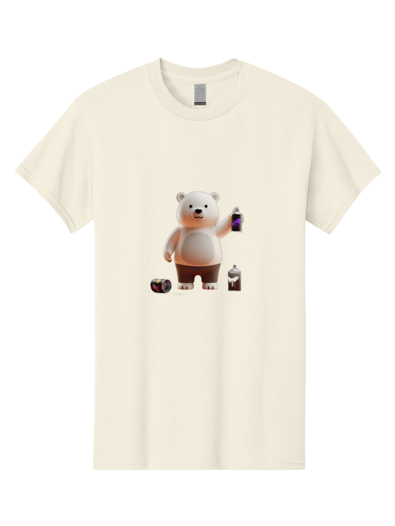 Polar-Bear-With-Spray-Paint Men'S Graphic Tee, 100% Cotton, Comfortable Casual Summer Wear, Machine Washable, Vintage Camera, Old Camera, Antique Camera, Black Camera, Classic Photography, Photography Equipment, Nostalgic Device, Film Camera, Baf429