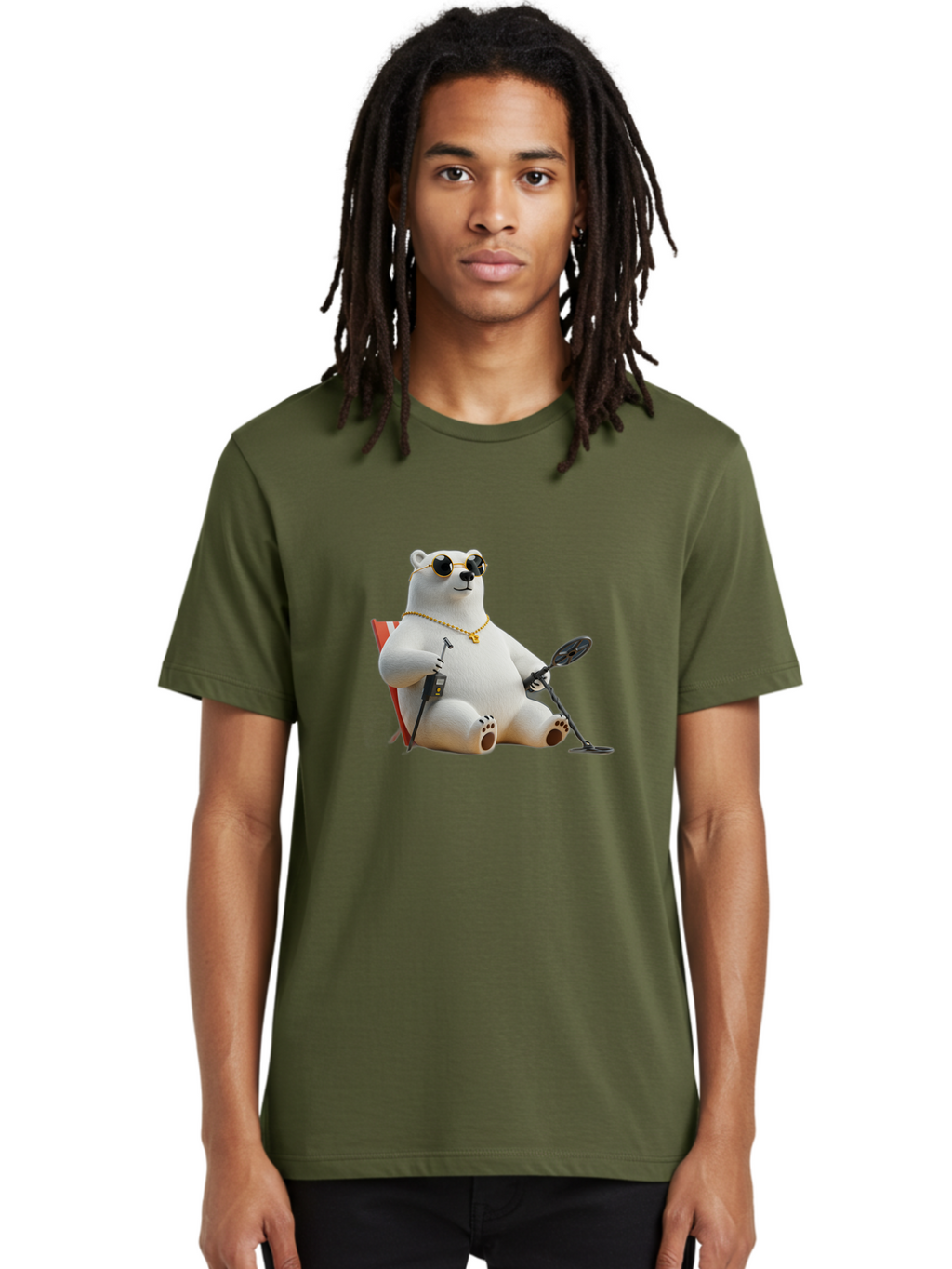 Polar-Bear-With-Sunglasses-And-Golf-Club Men'S Graphic Tee, 100% Cotton, Comfortable Casual Summer Wear, Machine Washable, Vintage Camera, Old Camera, Antique Camera, Black Camera, Classic Photography, Photography Equipment, Nostalgic Device, Baf430