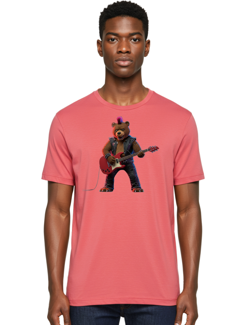 Punk-Bear-With-Guitar Men'S Graphic Tee, 100% Cotton, Comfortable Casual Summer Wear, Machine Washable, Vintage Camera, Old Camera, Antique Camera, Black Camera, Classic Photography, Photography Equipment, Nostalgic Device, Film Camera, Baf440