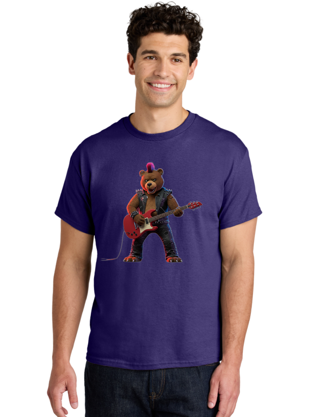 Punk-Bear-With-Guitar Men'S Graphic Tee, 100% Cotton, Comfortable Casual Summer Wear, Machine Washable, Vintage Camera, Old Camera, Antique Camera, Black Camera, Classic Photography, Photography Equipment, Nostalgic Device, Film Camera, Baf440