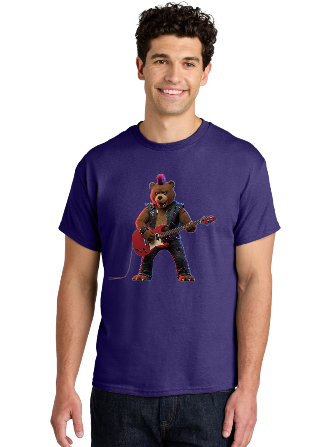 Punk-Bear-With-Guitar Men'S Graphic Tee, 100% Cotton, Comfortable Casual Summer Wear, Machine Washable, Vintage Camera, Old Camera, Antique Camera, Black Camera, Classic Photography, Photography Equipment, Nostalgic Device, Film Camera, Baf440