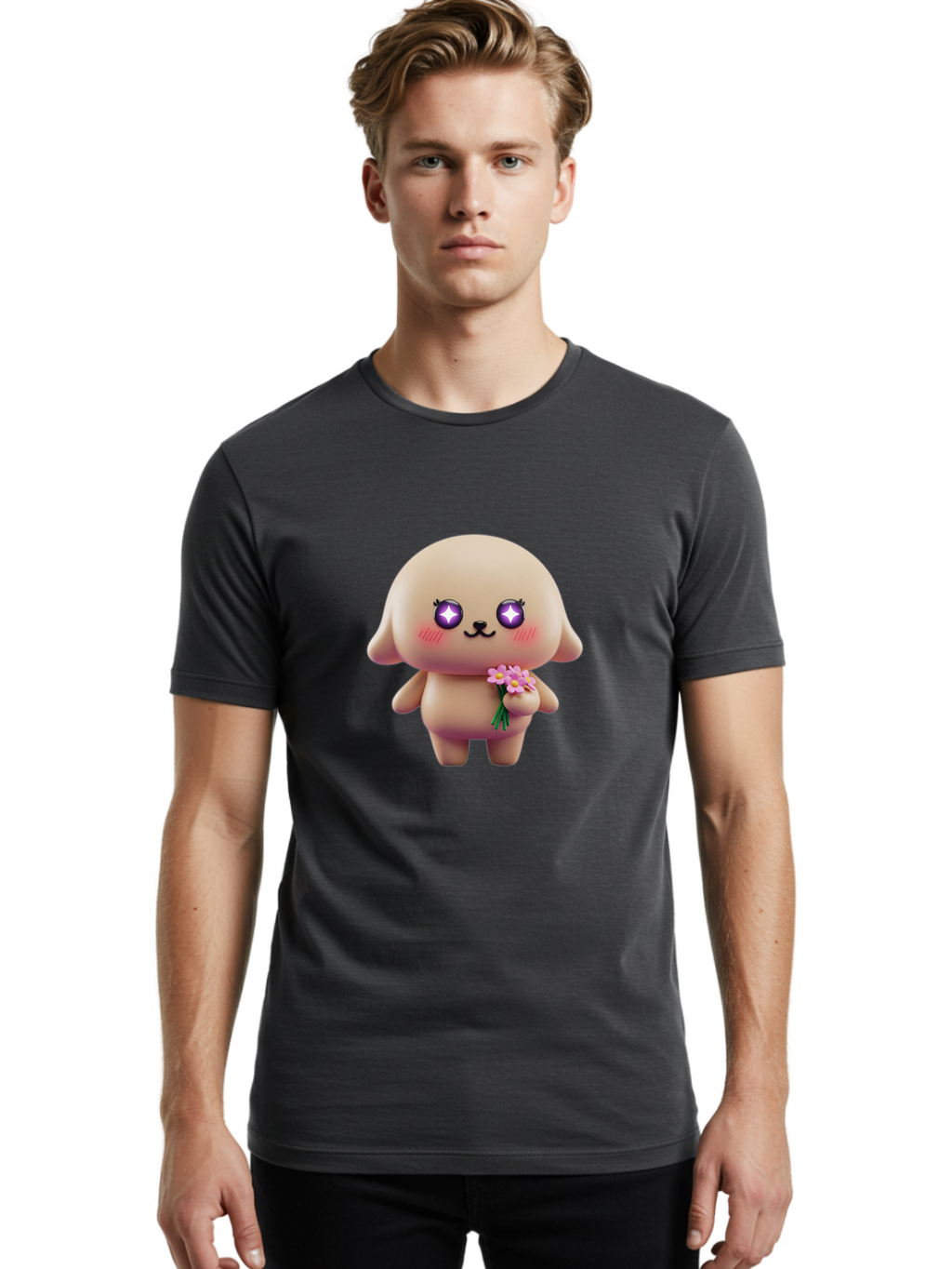 Puppy-With-Flowers Men'S Graphic Tee, 100% Cotton, Comfortable Casual Summer Wear, Machine Washable, Vintage Camera, Old Camera, Antique Camera, Black Camera, Classic Photography, Photography Equipment, Nostalgic Device, Film Camera, Baf442