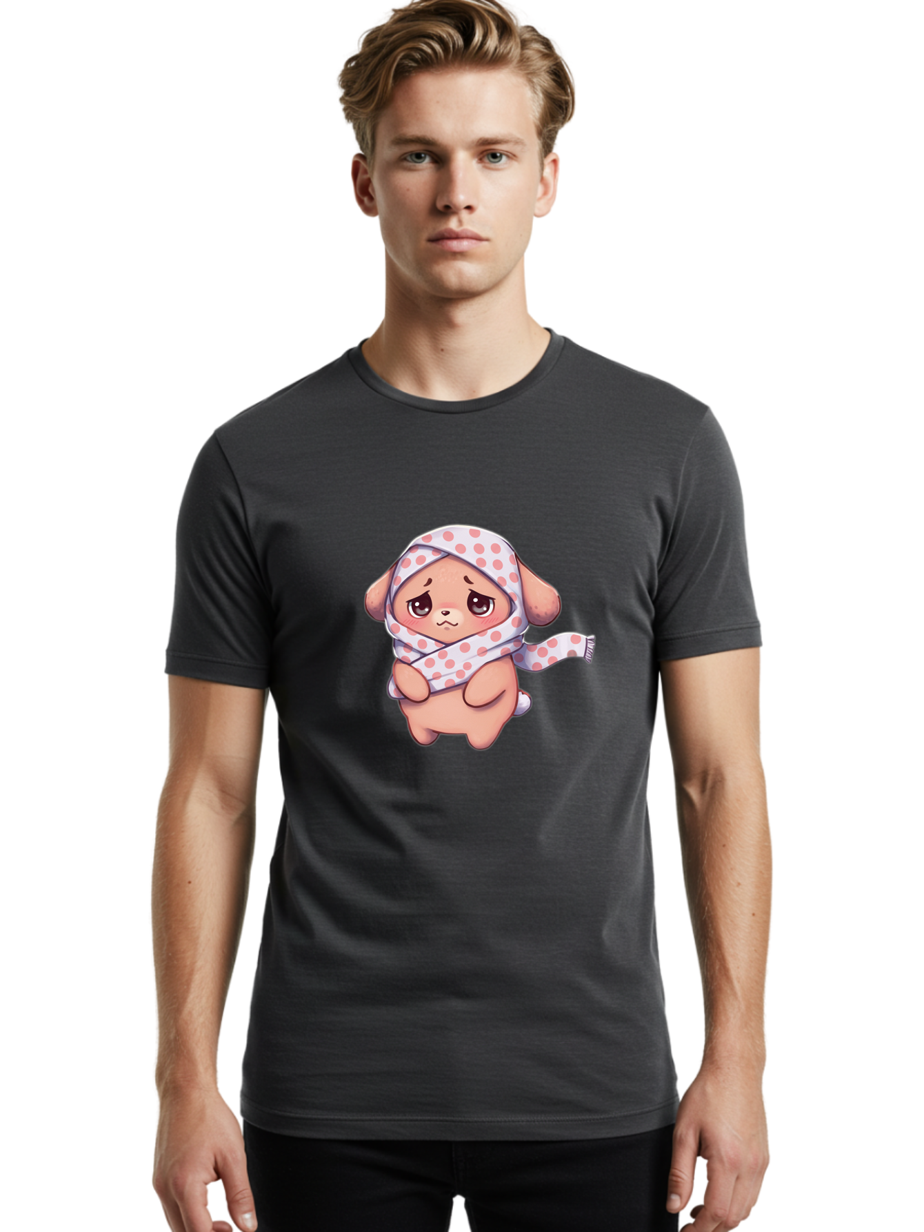 Puppy-With-Polka-Dot-Hijab Men'S Graphic Tee, 100% Cotton, Comfortable Casual Summer Wear, Machine Washable, Vintage Camera, Old Camera, Antique Camera, Black Camera, Classic Photography, Photography Equipment, Nostalgic Device, Film Camera, Baf443