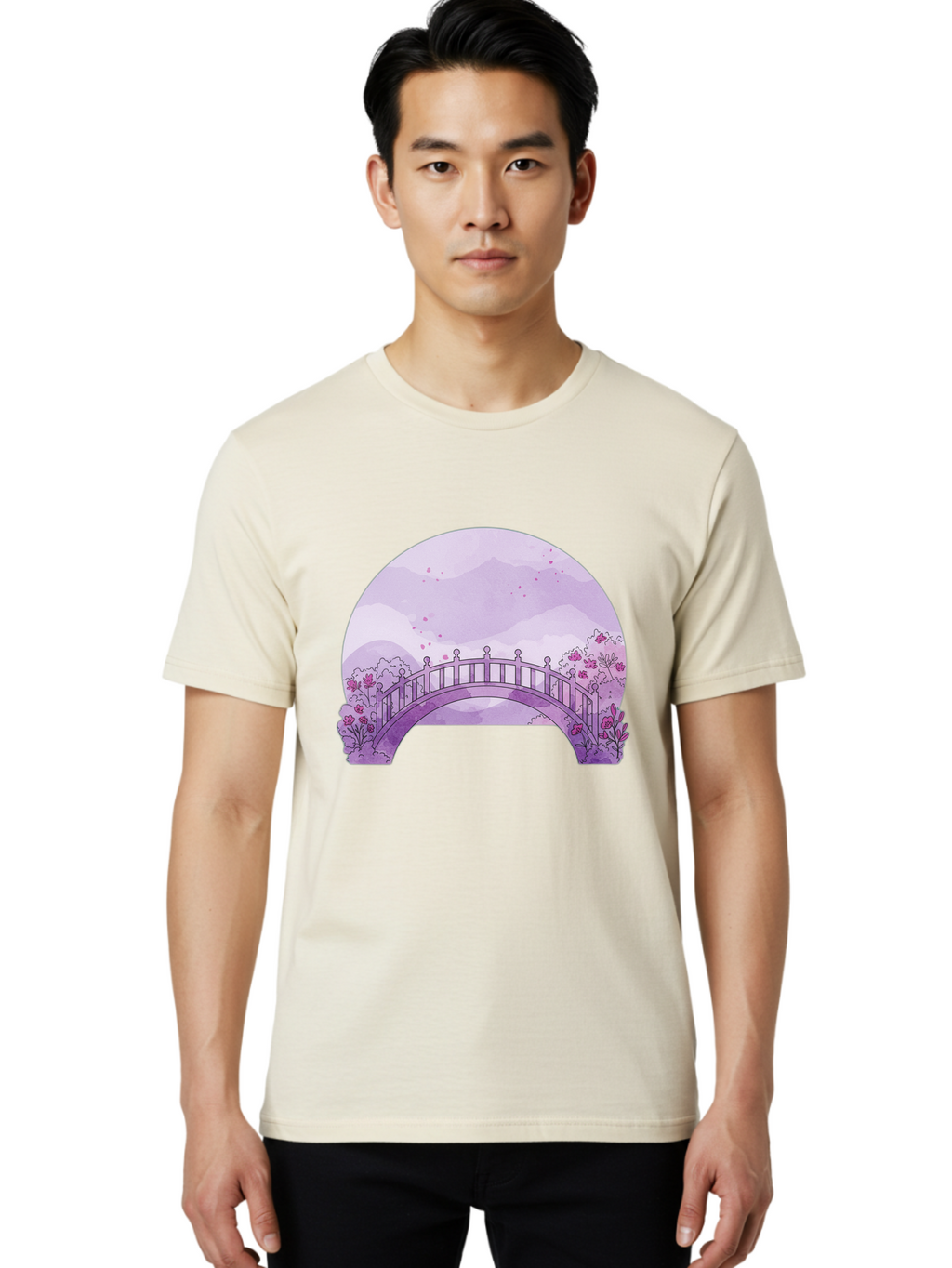 Purple-Bridge-1 Men'S Graphic Tee, 100% Cotton, Comfortable Casual Summer Wear, Machine Washable, Vintage Camera, Old Camera, Antique Camera, Black Camera, Classic Photography, Photography Equipment, Nostalgic Device, Film Camera, Camera Art Baf445