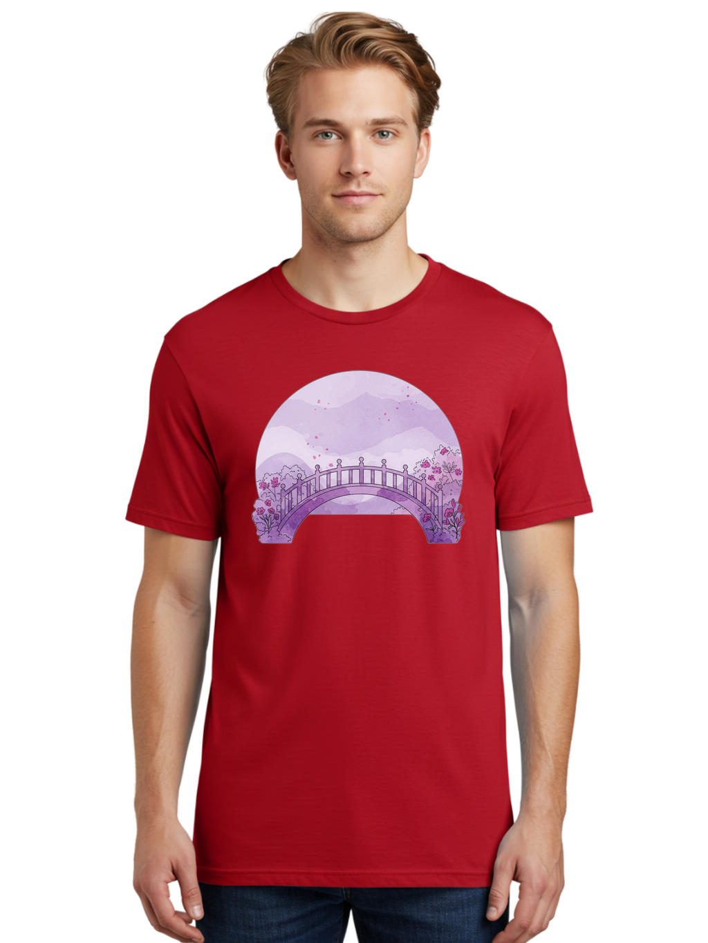 Purple-Bridge-1 Men'S Graphic Tee, 100% Cotton, Comfortable Casual Summer Wear, Machine Washable, Vintage Camera, Old Camera, Antique Camera, Black Camera, Classic Photography, Photography Equipment, Nostalgic Device, Film Camera, Camera Art Baf445