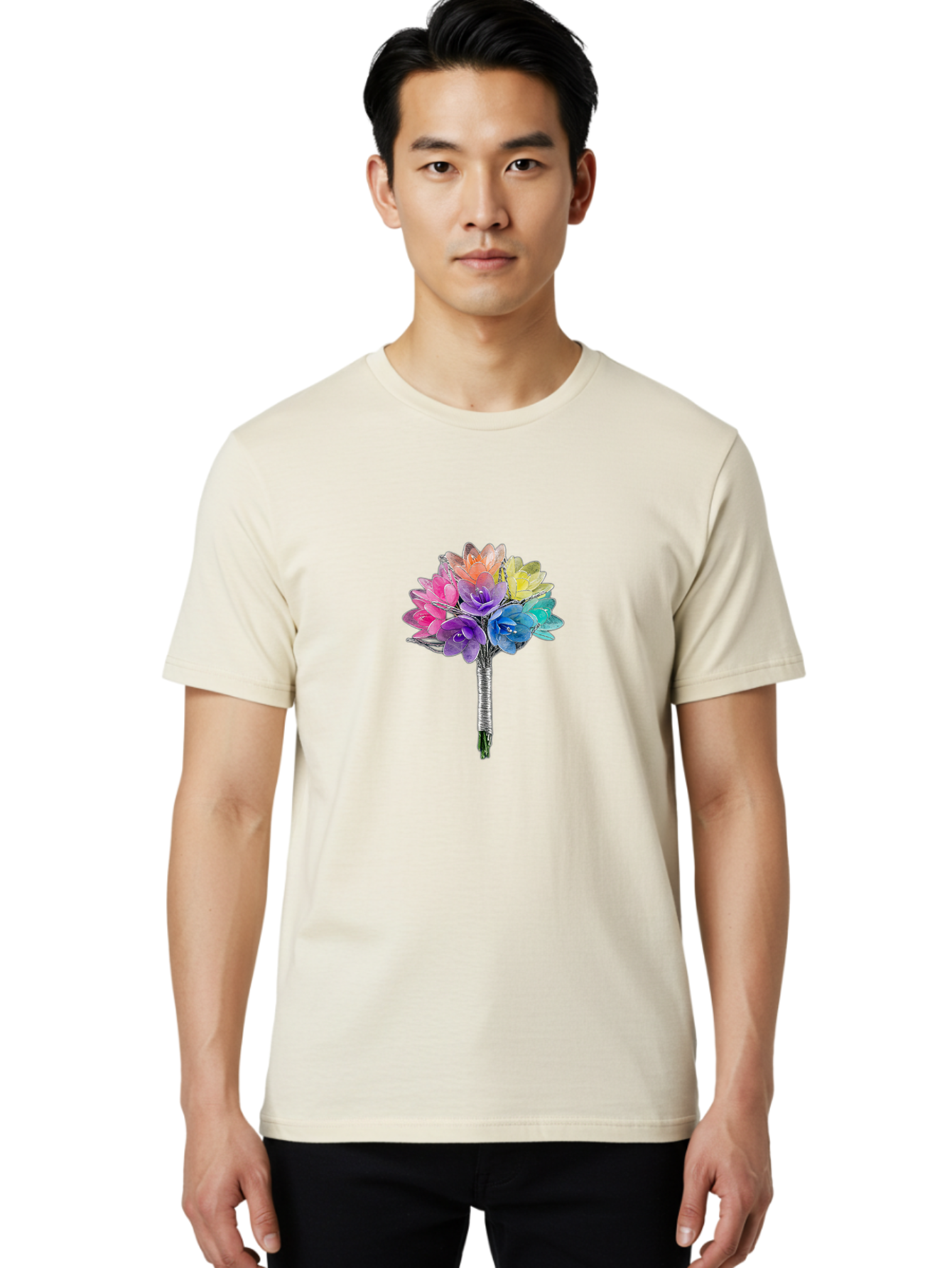 Rainbow-Flowers Men'S Graphic Tee, 100% Cotton, Comfortable Casual Summer Wear, Machine Washable, Vintage Camera, Old Camera, Antique Camera, Black Camera, Classic Photography, Photography Equipment, Nostalgic Device, Film Camera, Camera Art Baf450